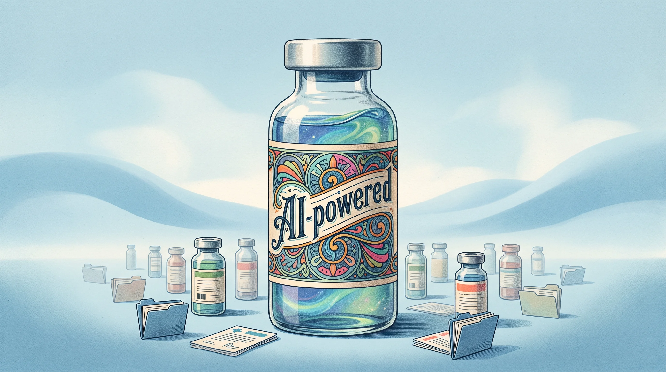 Digital illustration for article section "The Market They're Chasing" in "Harbor Lands $2M Contract as AI-Native CRO Takes On Clinical Trials" - A surreal, conceptual illustration representing a crowded clinical trial software market, featuring ...