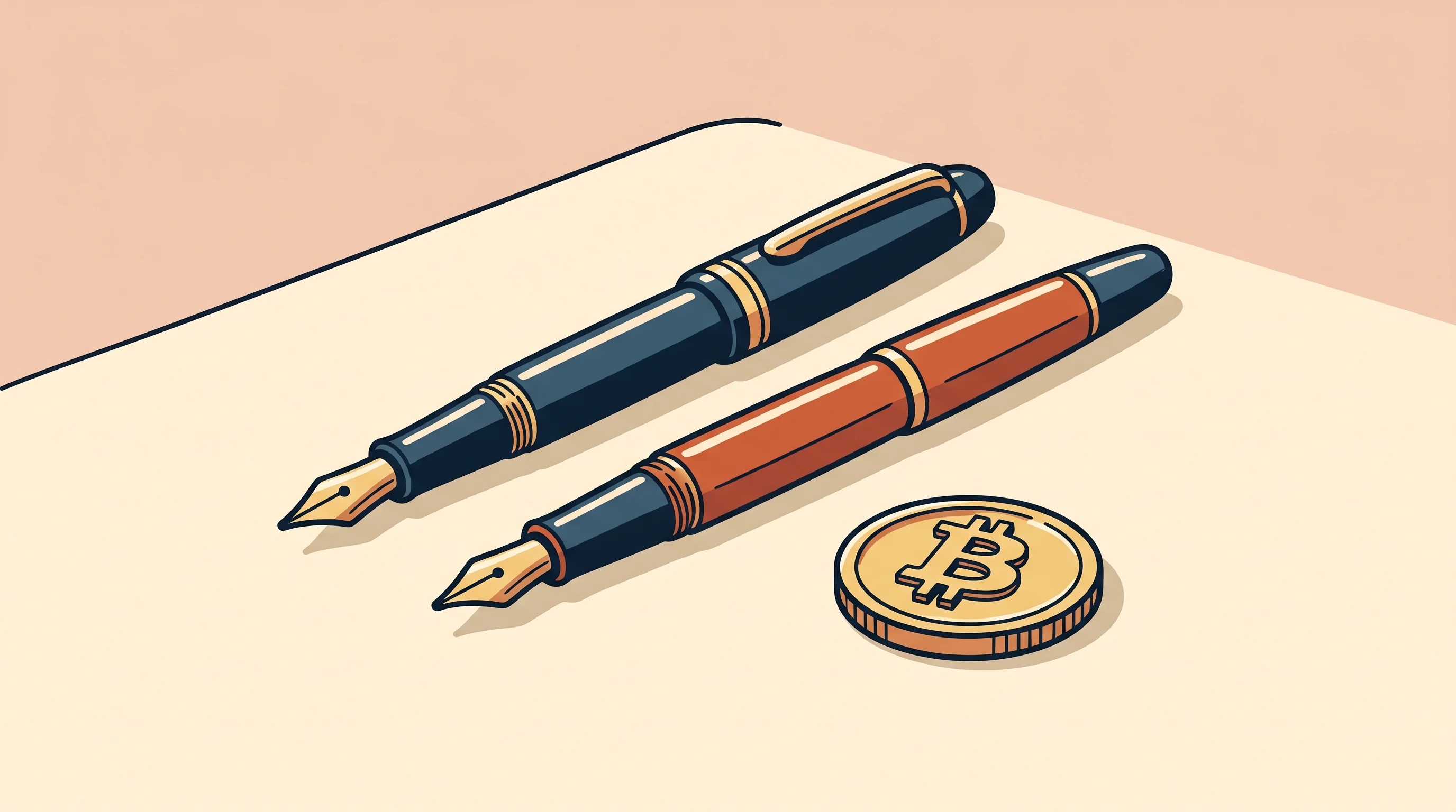 Digital illustration for article section "The Team Behind It" in "OrderAhead Founders Launch AI Agent for Customer Operations" - A clean, minimalist conceptual illustration representing a serial startup partnership and a crypto e...