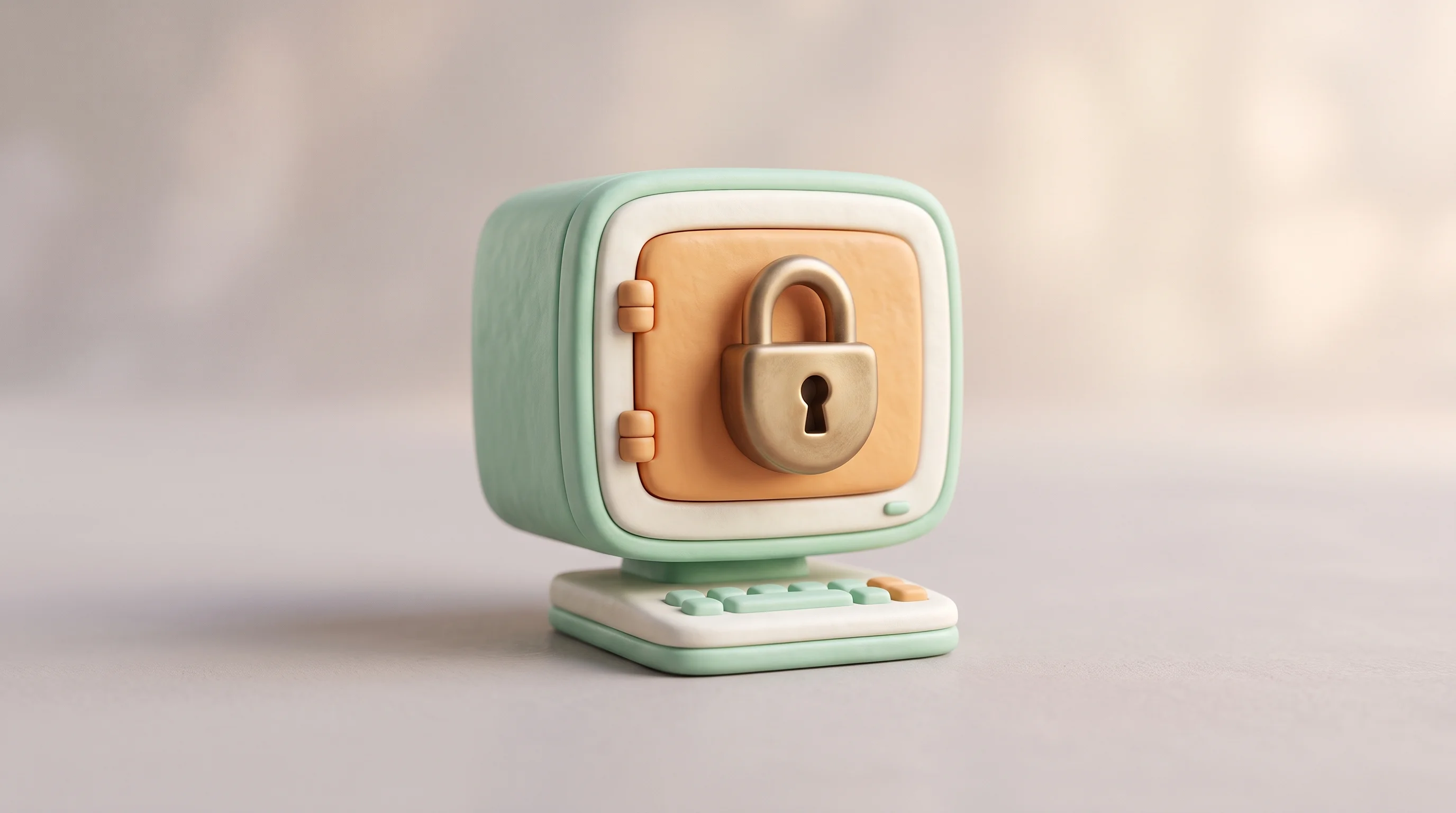 Digital illustration for article section "Privacy as Product Strategy" in "YC-Backed jo Launches Private AI Assistant That Runs Your Life Overnight" - A conceptual 3D miniature model representing local data privacy, featuring a single, chunky, stylize...