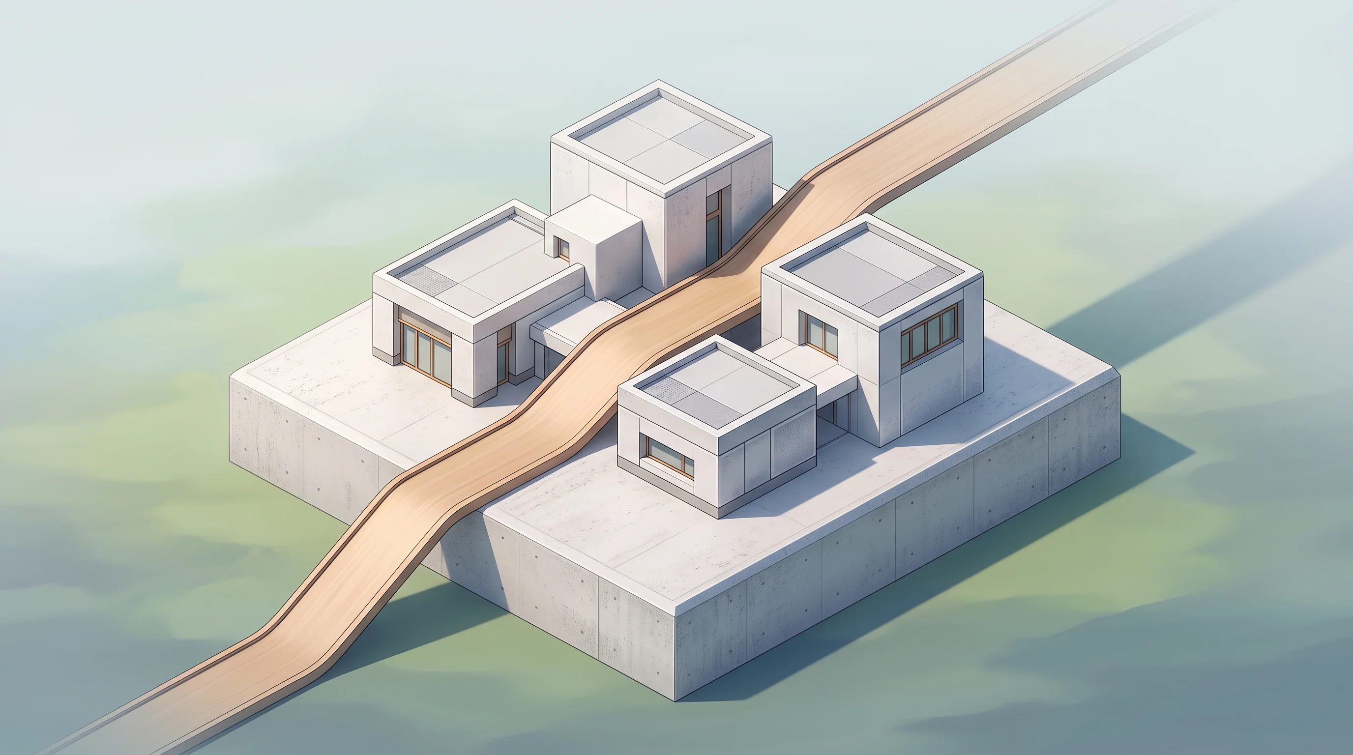 Digital illustration for article section "What Happens Next" in "YC-Backed WithAI Lands 4 Hedge Funds with AI Agent Platform" - A sleek, minimalist architectural structure representing secure on-premises institutional infrastruc...