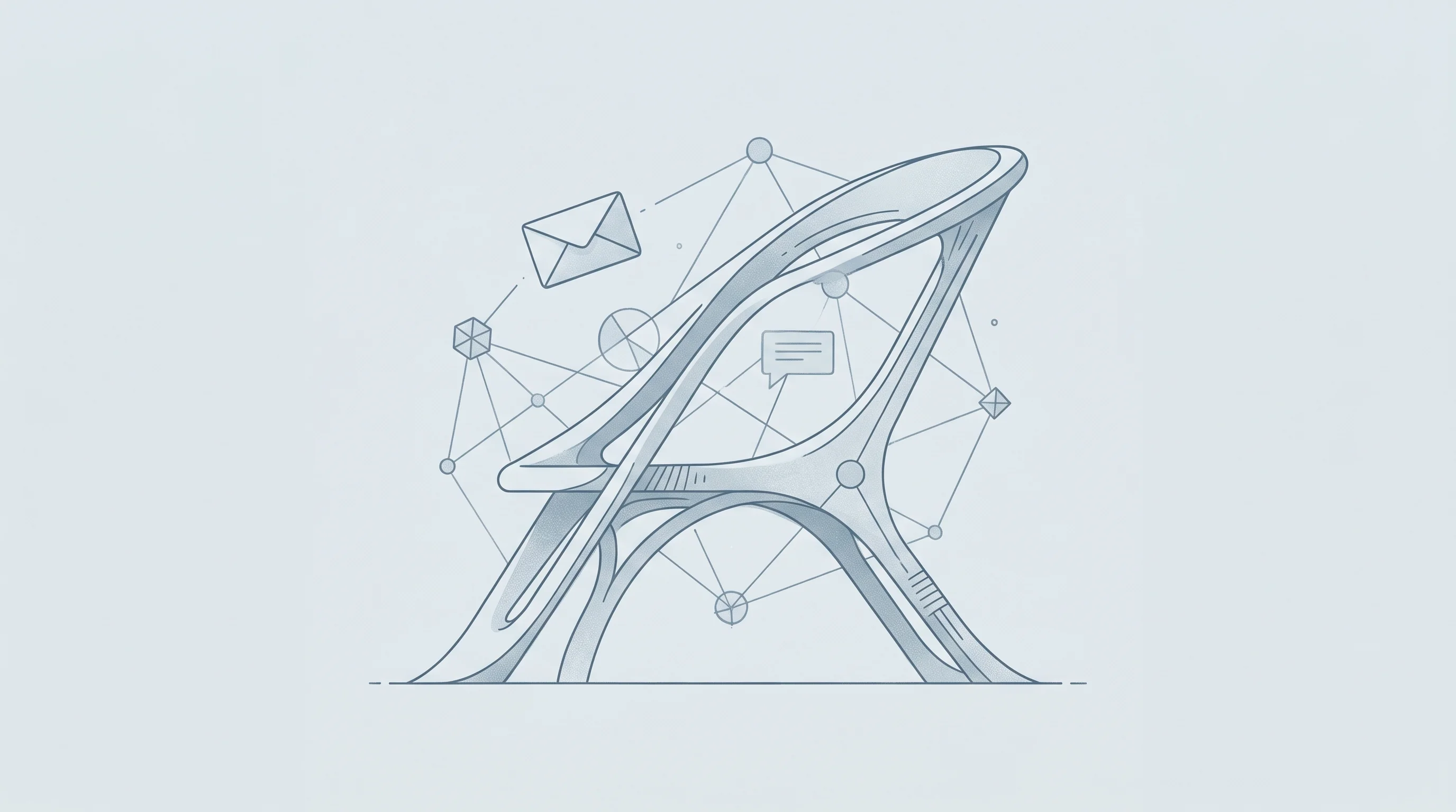Digital illustration for article section "The Sendbird Alumni Network" in "Light Anchor Launches AI Agents to Run Consumer Brands Autonomously" - A minimalist, conceptual illustration representing an agent-first architecture and automated communi...