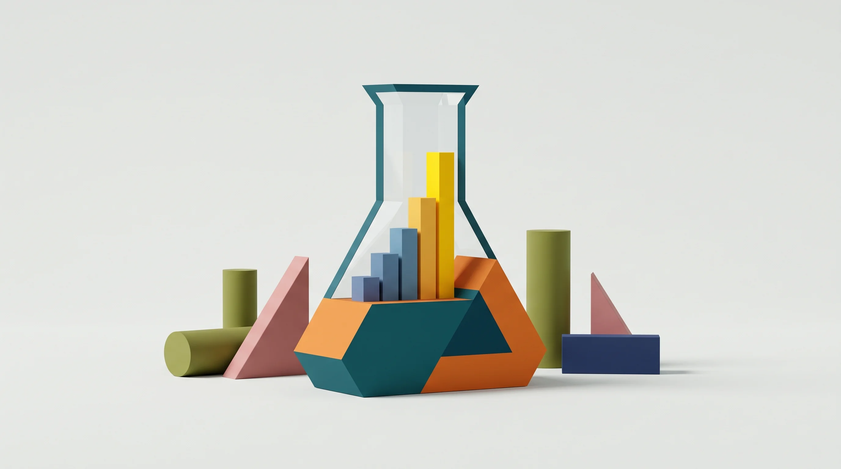 Digital illustration for article section "The Numbers Behind the Noise" in "From Words to Workflows: AI's Push to Automate Lab Instruments" - A clean, minimalist conceptual image representing the financial growth of laboratory automation and ...