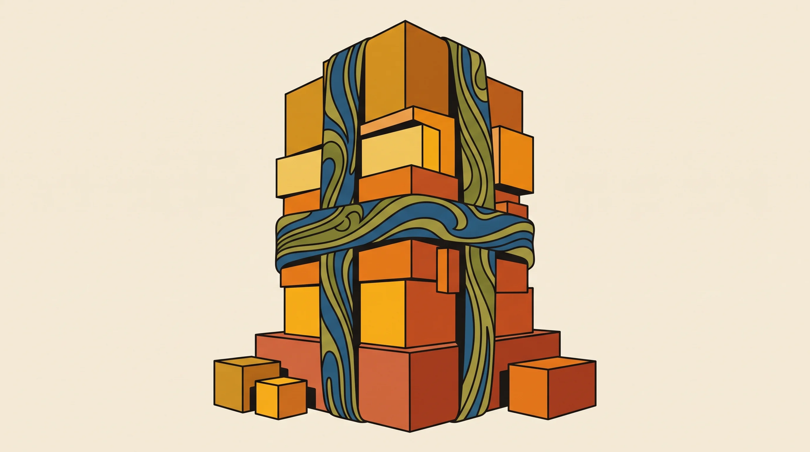 Digital illustration for article section "What Comes Next" in "The Race to Build Testing Infrastructure for AI Agents" - A conceptual, minimalist illustration representing industry consolidation and the bundling of a tech...