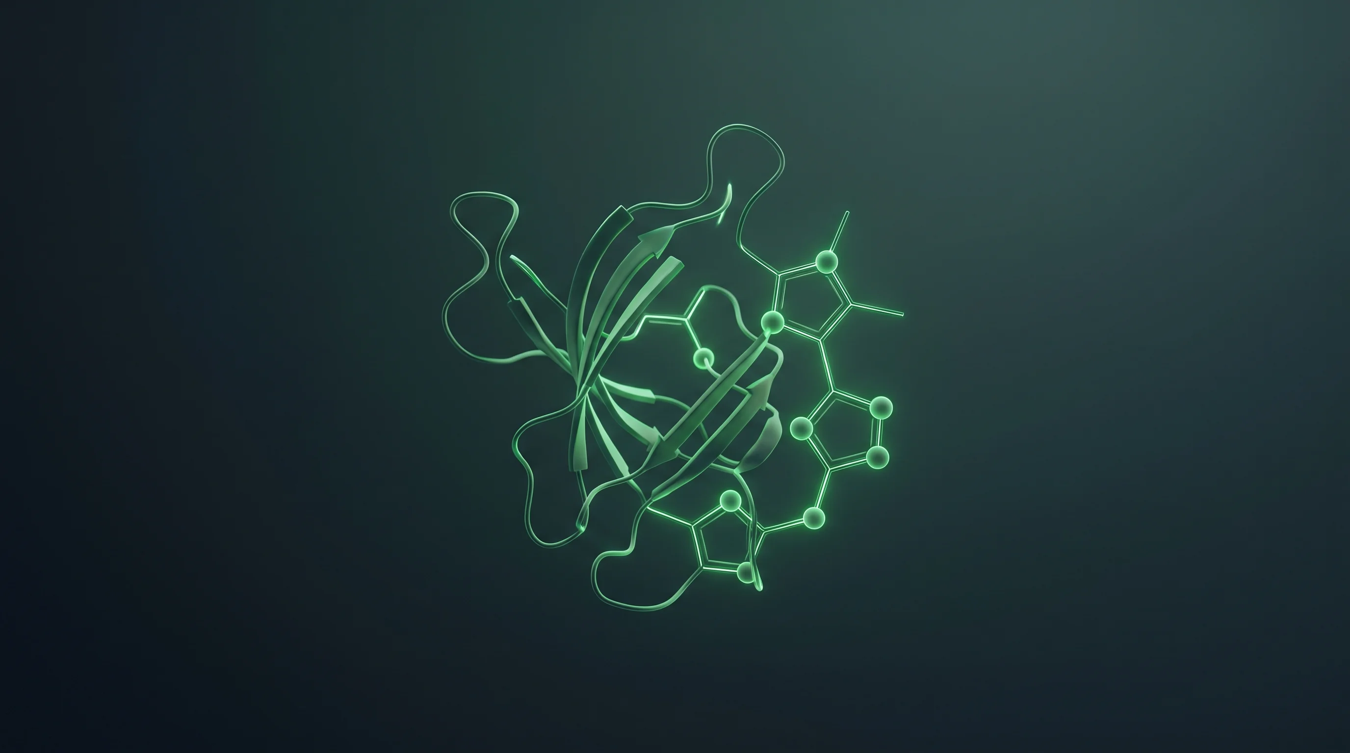 Digital illustration for article section "Oxford Roots, Computational Ambitions" in "Oxford Drug Design's AI Platform Hits Cancer Milestone" - A minimalist and conceptual visualization of computational chemistry and advanced drug design, featu...
