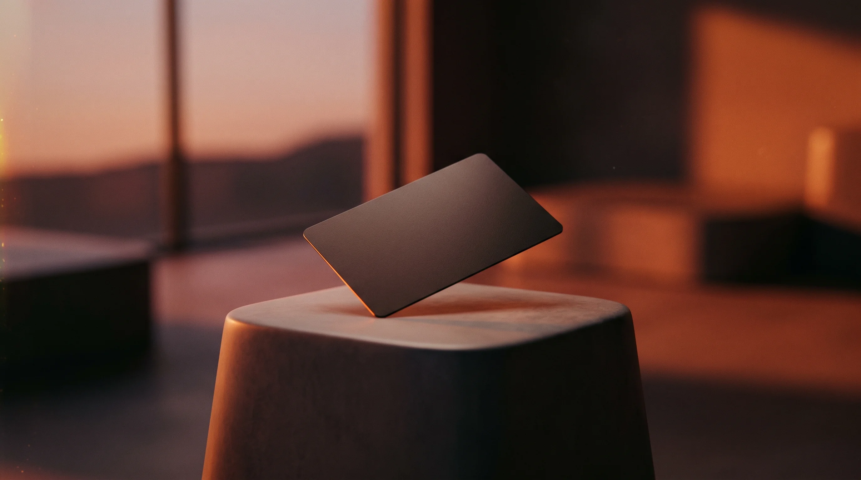 Digital illustration for article section "Next Moves" in "Egyptian Fintech blnk Raises $37M to Scale Consumer Credit Access" - A sleek, unbranded modern credit card resting diagonally on a smooth, minimalist pedestal, symbolizi...