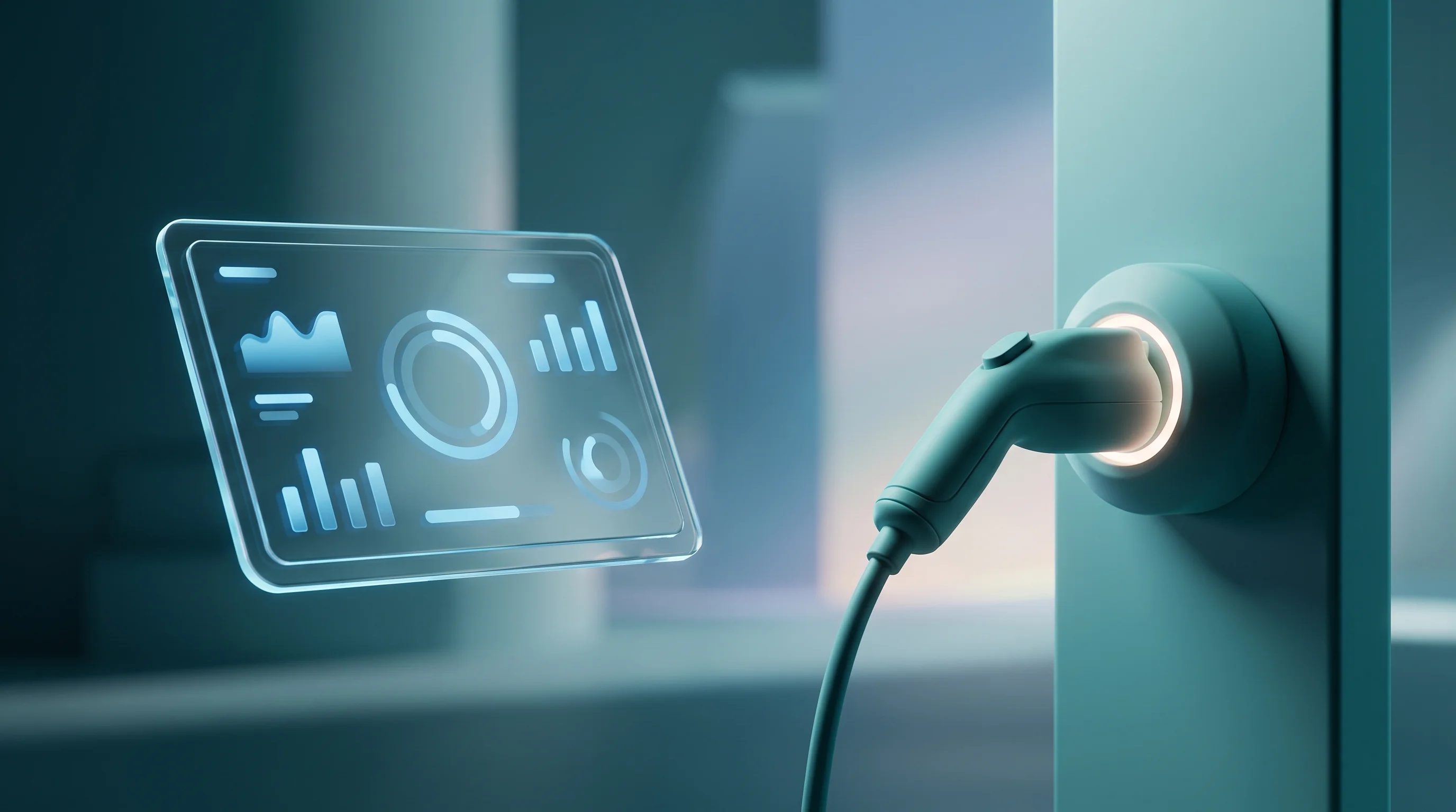 Digital illustration for article section "Lean Operation, Murky Trajectory" in "Alpha Grid's AI Tackles EV Charging's Pricing Problem Amid Grid Crisis" - A minimalist futuristic 3D conceptual rendering illustrating two contrasting approaches to electric ...