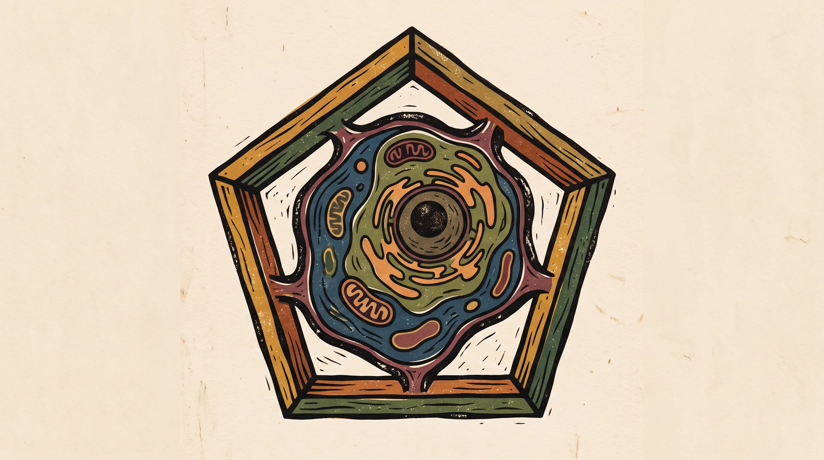 Digital illustration for article section "The Pentagon Weighs In" in "Living Neurons Are Learning to Compute: Inside Biological AI's Race" - A conceptual, minimalist illustration of a single, stylized biological cell-like structure securely ...