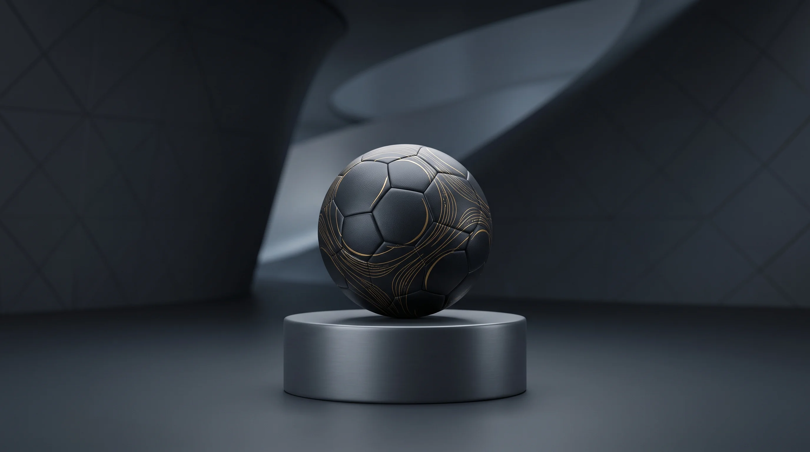 Digital illustration for article section "What Comes Next" in "Able Made Scores $2M Seed for Soccer-Inspired Sustainable Fashion" - A sleek, modern soccer ball resting elegantly on a minimalist retail display pedestal, symbolizing a...