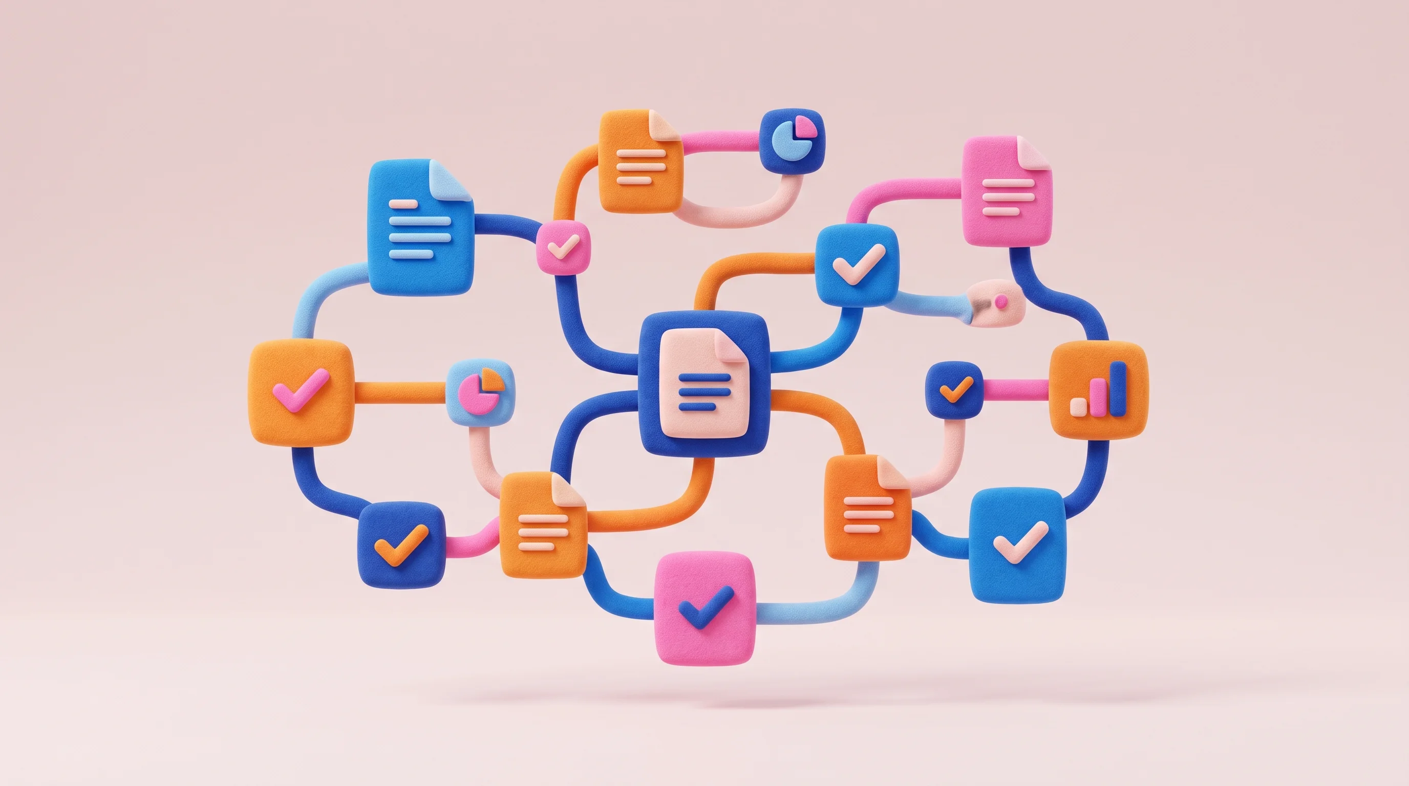 Digital illustration for article section "Building a Map of Insurer Behavior" in "YC S26's Insurf Automates Health Insurance Appeals with AI" - A clean, minimal 3D conceptual illustration of a coverage-decision graph, featuring a stylized netwo...