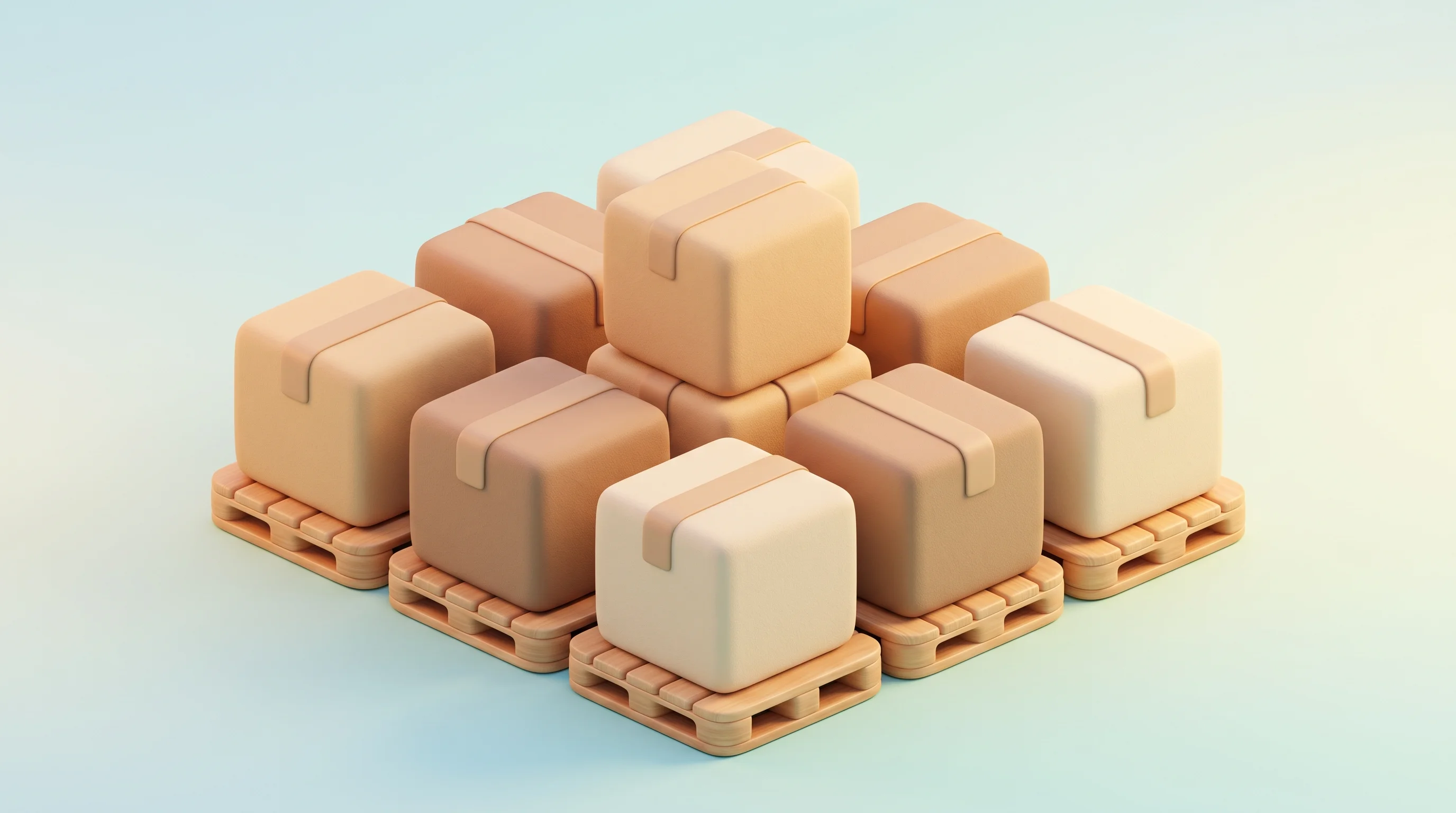 Digital illustration for article section "A Surprisingly Crowded Field" in "Whitespace Launches AI Operating System for Wholesale Distributors" - A clean, minimalist 3D conceptual illustration representing a surprisingly crowded marketplace in wh...
