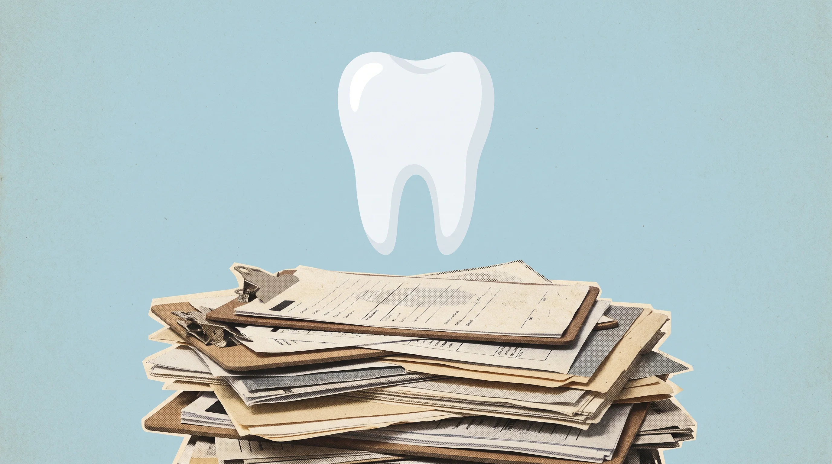 Digital illustration for article section "The Autopilot Promise" in "YC S26's Denta Launches AI-Powered 'Autopilot' for Dental Practices" - A conceptual, minimalist composition featuring a single, pristine white tooth floating effortlessly ...