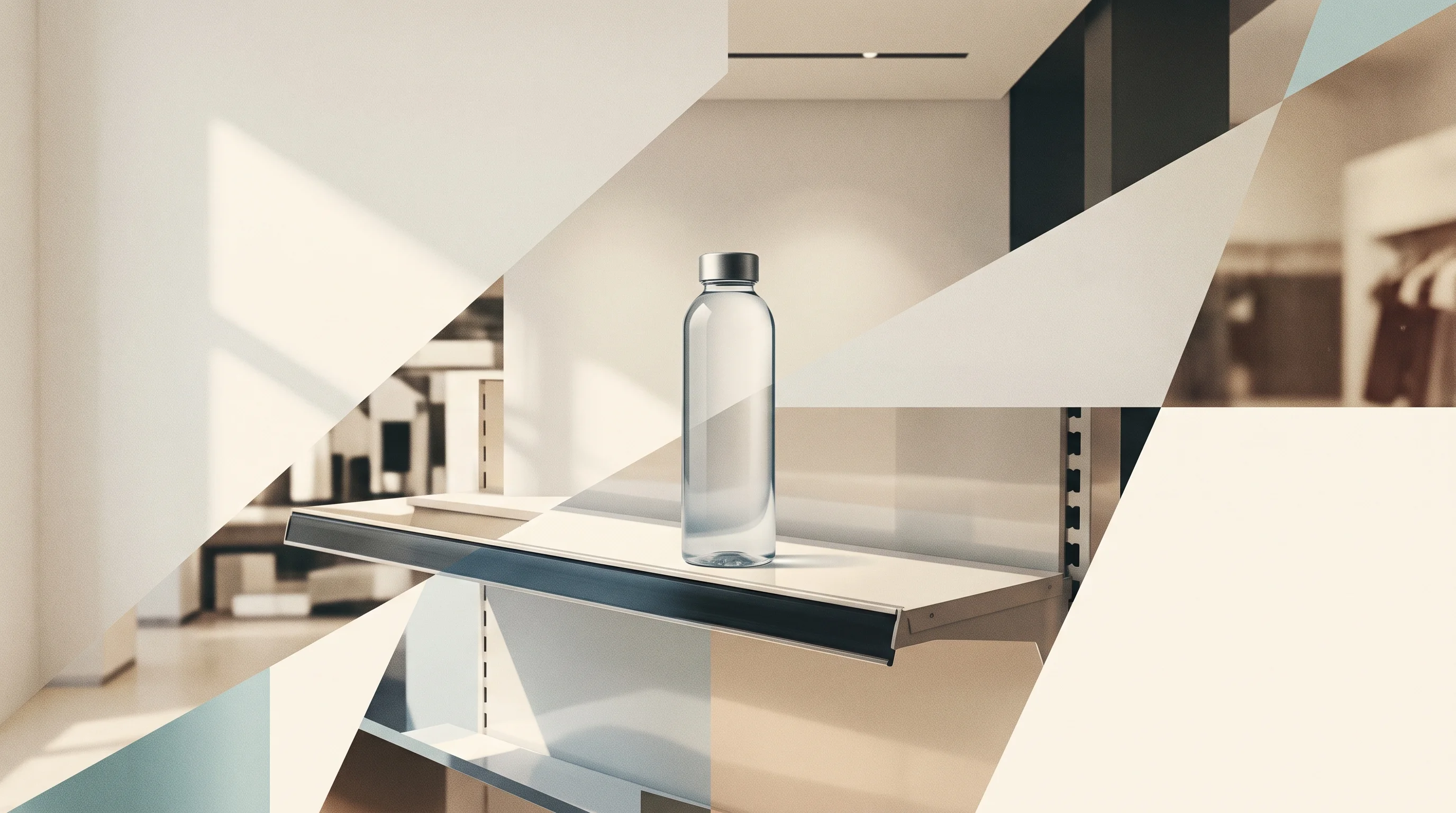Digital illustration for article section "Next Moves and Retail Partnerships" in "The Func. Lab Raises $1.5M From Godrej, Piramal to Scale Clean Nutrition" - A clean, minimalist composition representing retail expansion and hydration product development, fea...