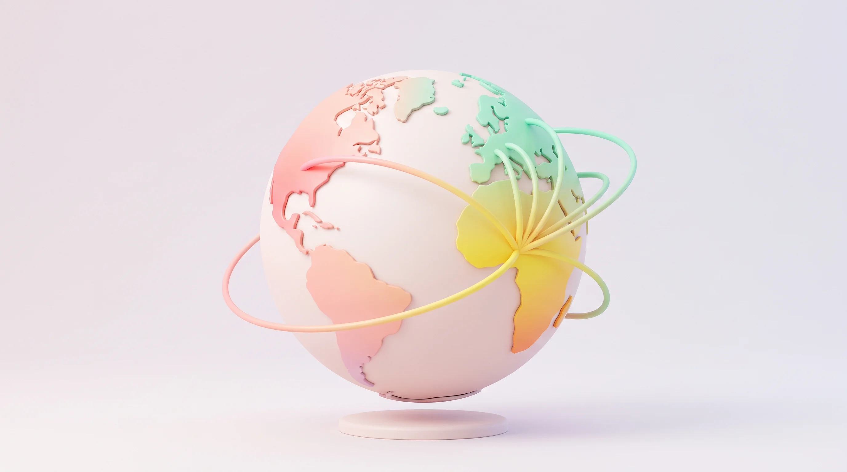 Digital illustration for article section "Geography as Strategy" in "OneDosh Lands $4M Pre-Seed to Scale Stablecoin Payment Platform" - A clean, minimalist 3D conceptual representation of global strategic expansion, featuring a stylized...