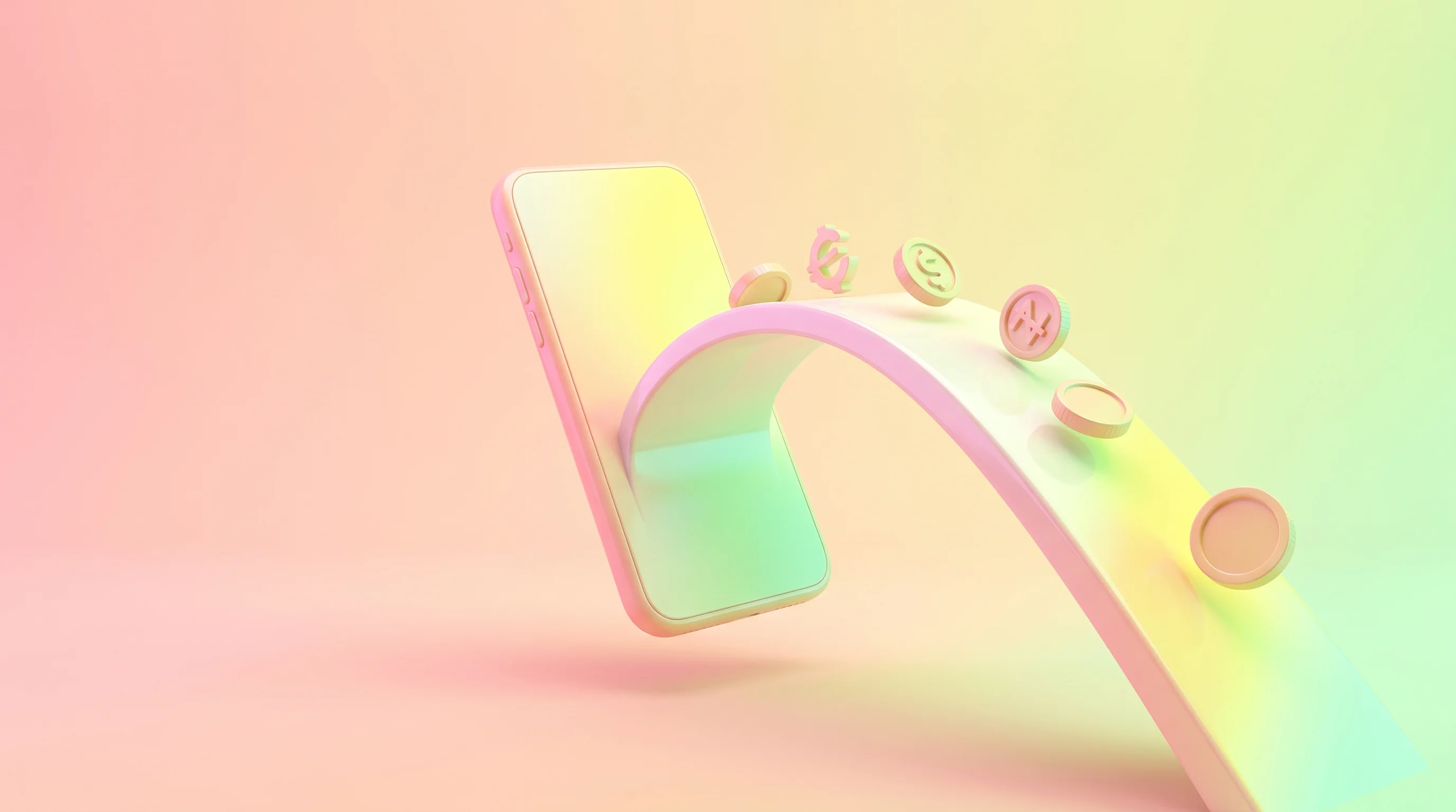 Digital illustration for article section "Next Moves" in "OneDosh Lands $4M Pre-Seed to Scale Stablecoin Payment Platform" - A clean, minimal, and conceptual 3D composition representing seamless digital payments and currency ...