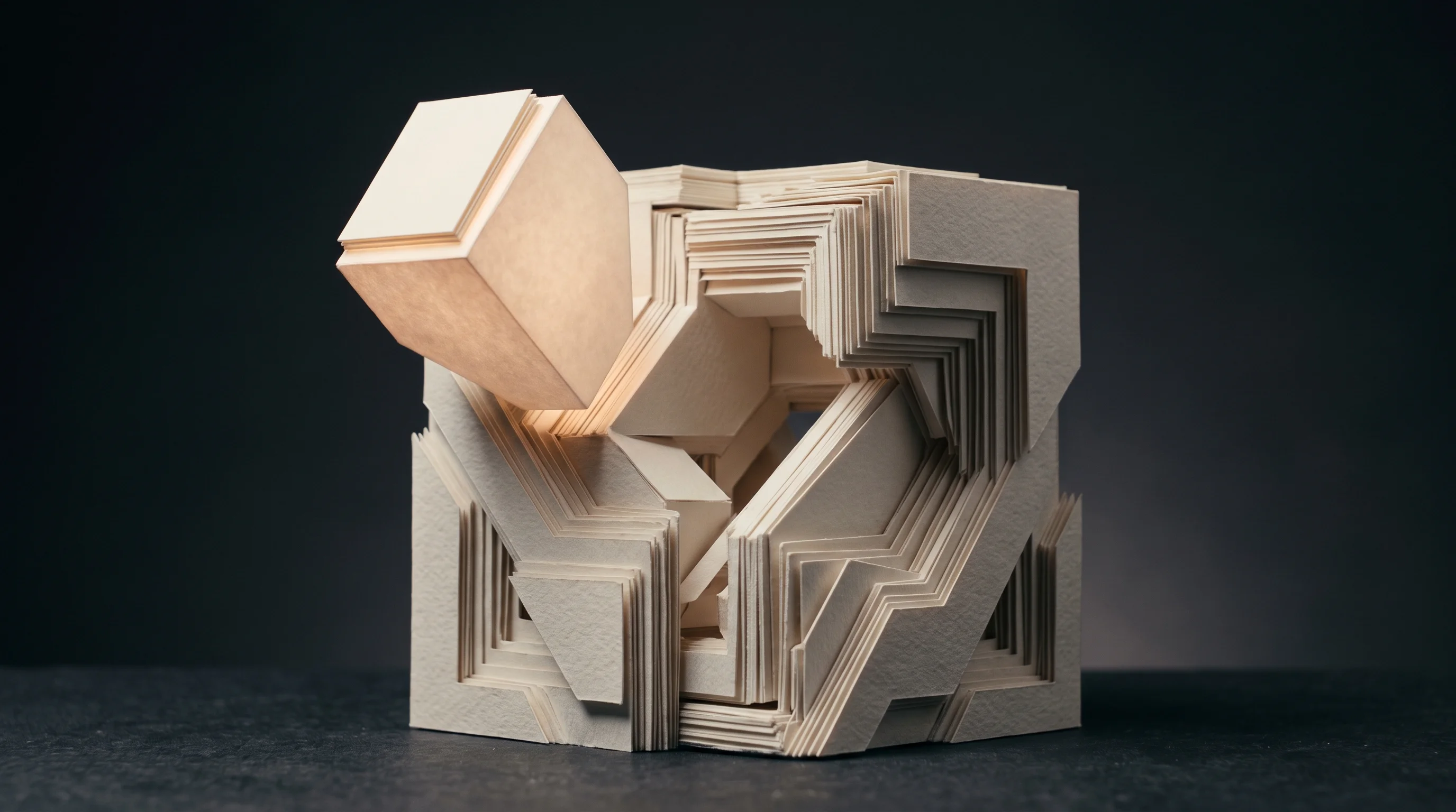 Digital illustration for article section "What Comes Next" in "YC's Glen Launches Shared Memory Platform for AI Agent Teams" - A conceptual, highly textured 3D papercraft diorama representing future growth and the solving of fr...