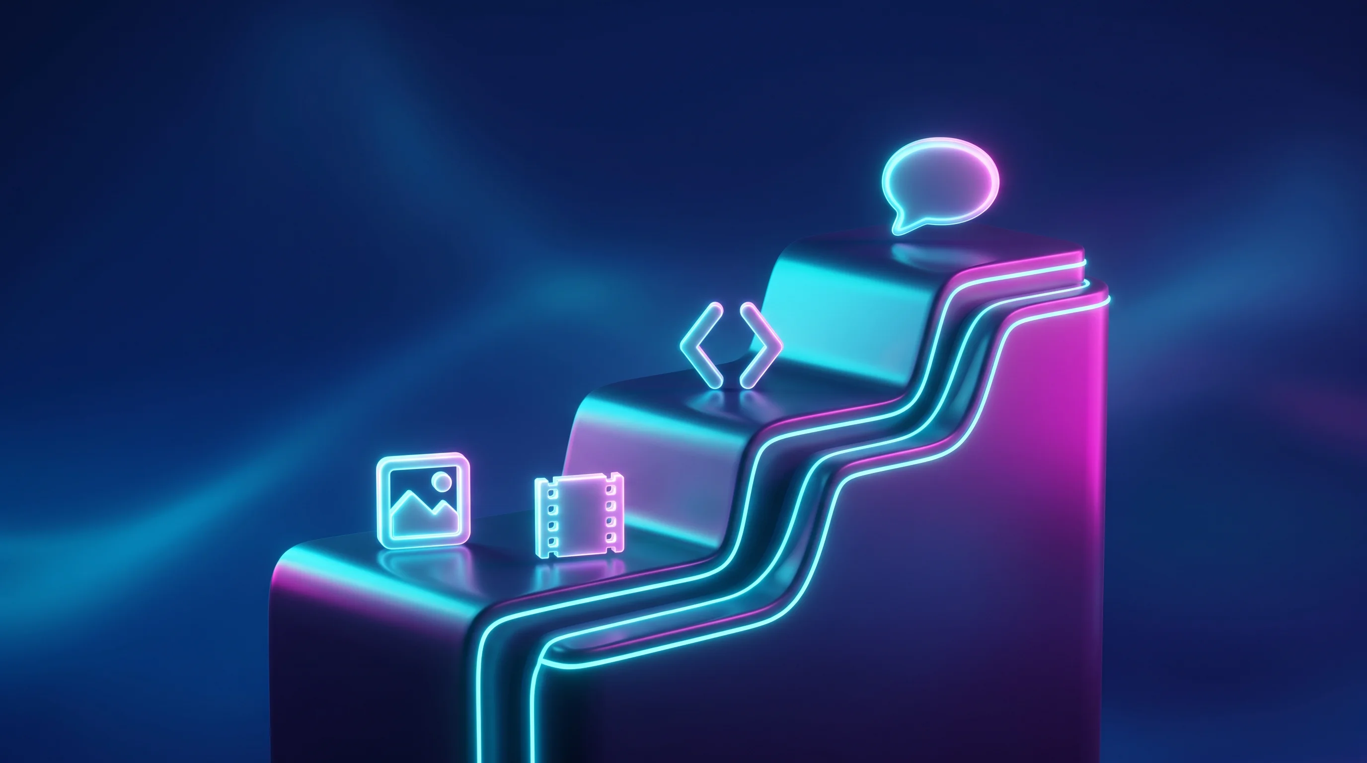 Digital illustration for article section "Infrastructure Disguised as Research" in "Arena Hits $100M Revenue in 8 Months With AI Evaluation Platform" - A clean, minimalist conceptual image featuring a sleek, ascending tiered podium representing a leade...