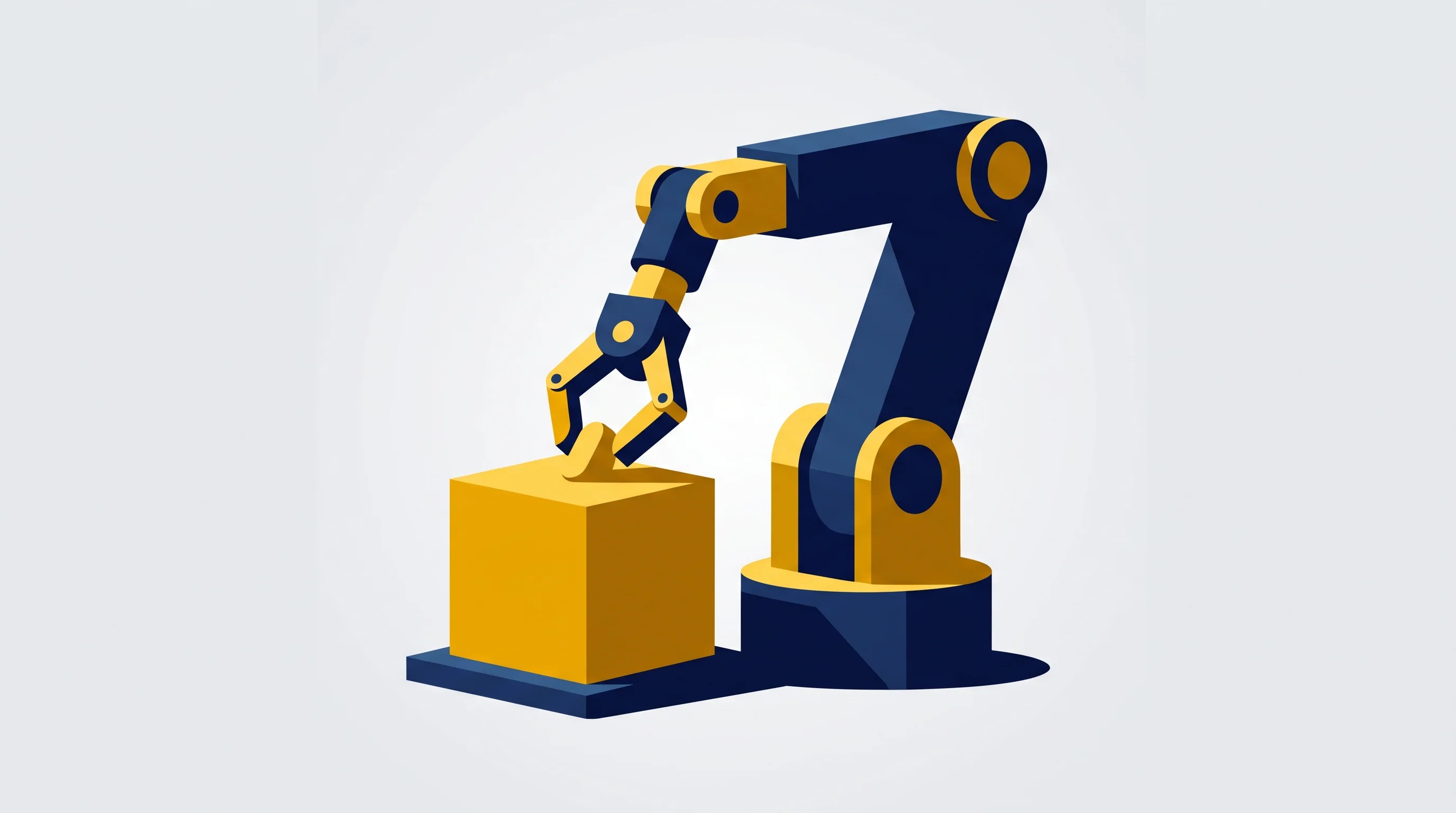 Digital illustration for article section "Content Section 4" in "CarbonSix Raises $40M Series A for Physical AI in Manufacturing" - A minimalist and modern conceptual illustration of "Physical AI," featuring a sleek, simplified robo...