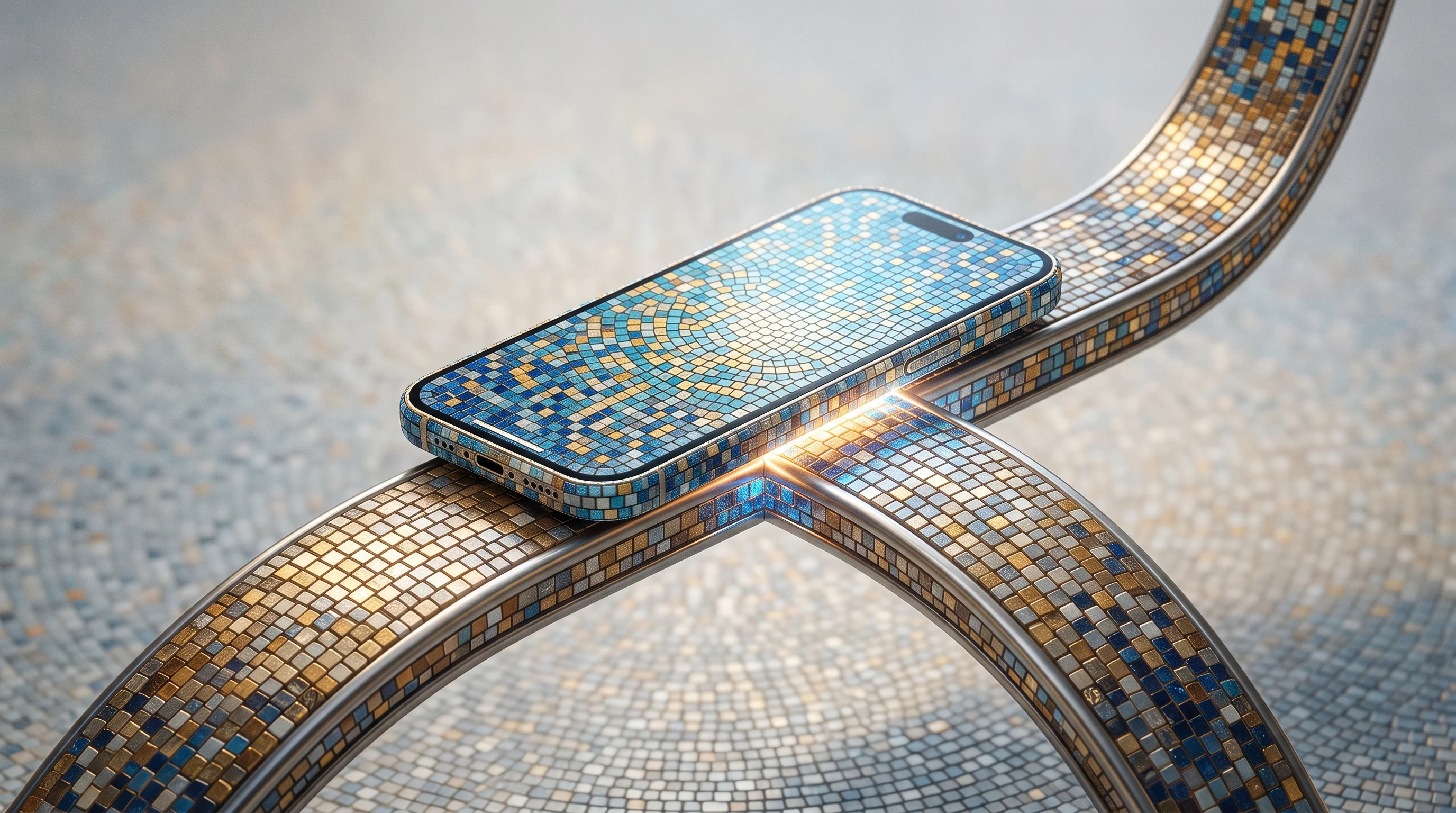 Digital illustration for article section "Building on Existing Rails" in "Gebeya Deploys AI Agents to Automate Africa's Service Economy" - A clean, minimal, and conceptual composition featuring a sleek, modern smartphone resting seamlessly...