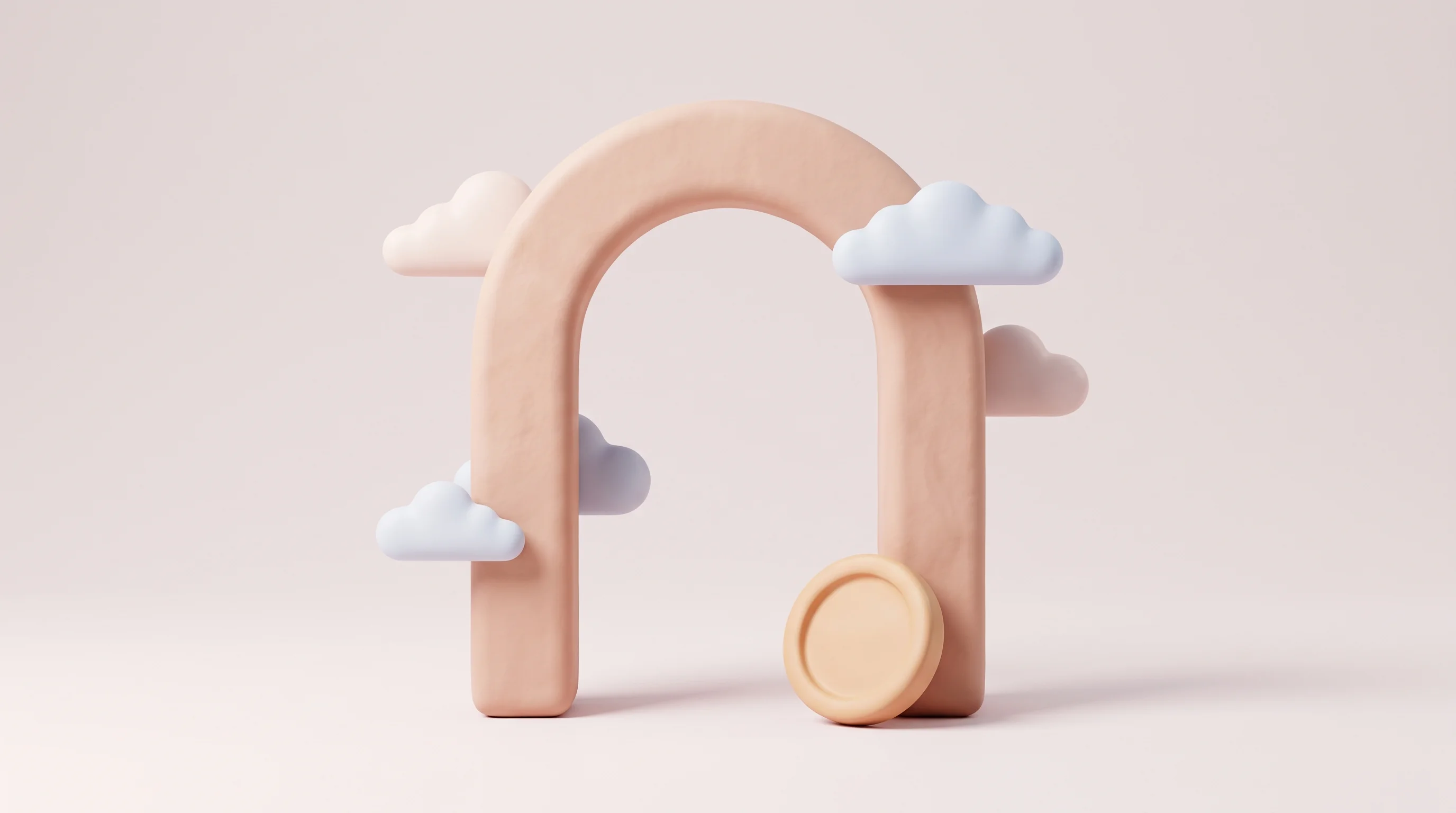 Digital illustration for article section "A Tailwind Called Modernization" in "a16z's First GCC Investment: $25M Series A in Saudi's Stitch" - A minimalist 3D clay style illustration representing banking modernization and infrastructure refres...