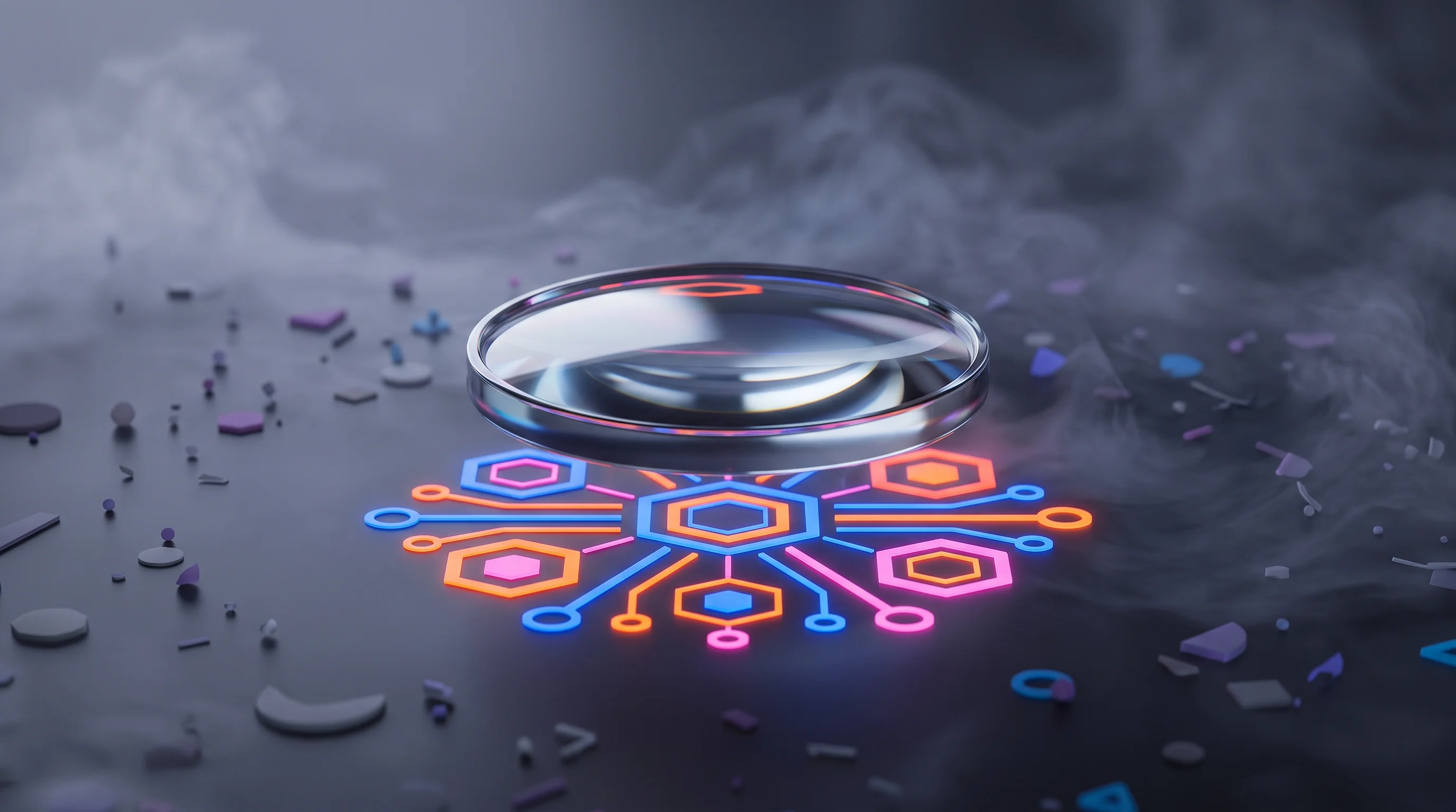Digital illustration for article section "What Comes Next" in "YC-Backed Poth Labs Launches Agentic Research Platform" - A minimalist and conceptual representation of an AI agent distinguishing signal from noise, featurin...