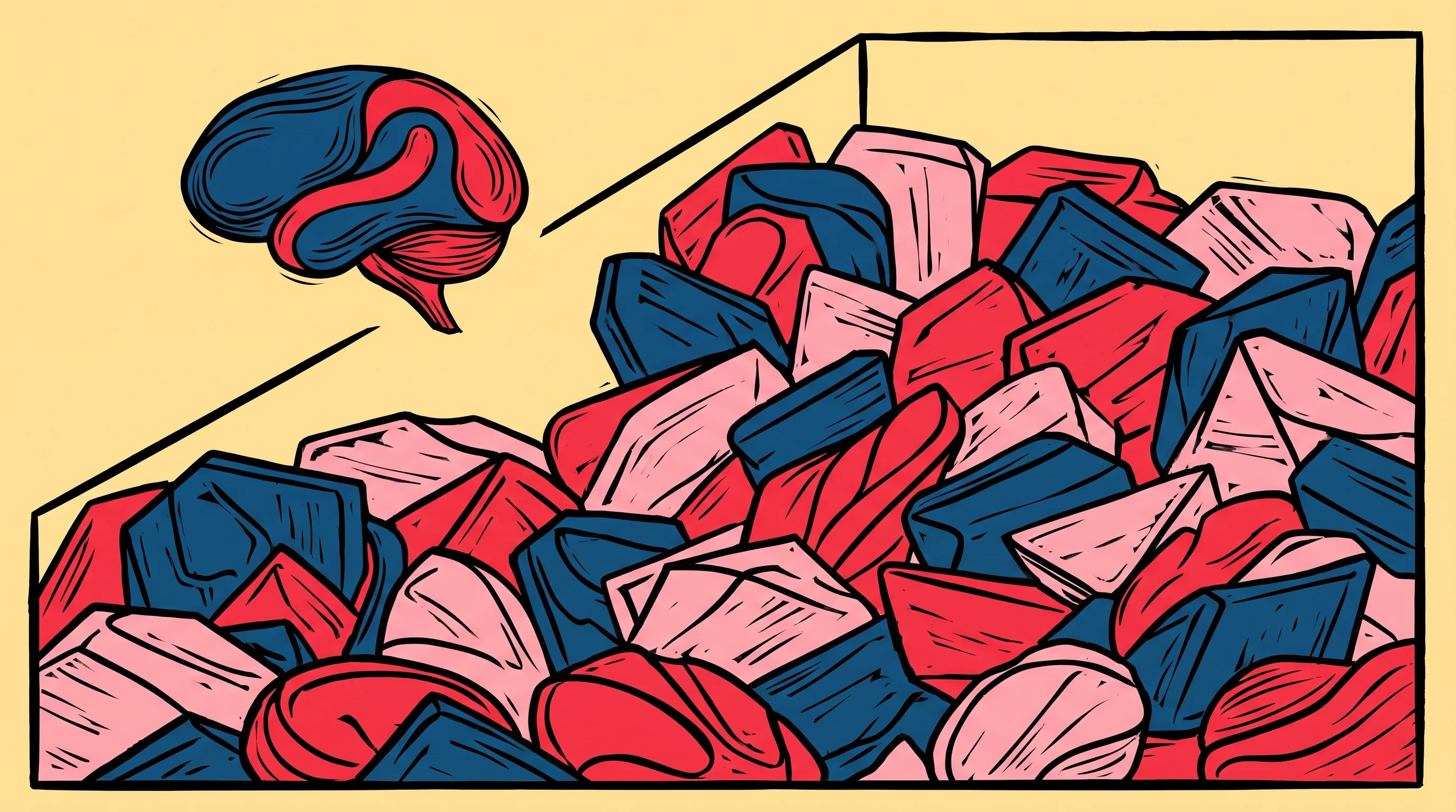 Digital illustration for article section "A Market That's Anything But Lonely" in "Shepherd Launches Company Memory Platform for AI Agent Era" - A conceptual and minimalist image representing a crowded, highly competitive business market, featur...