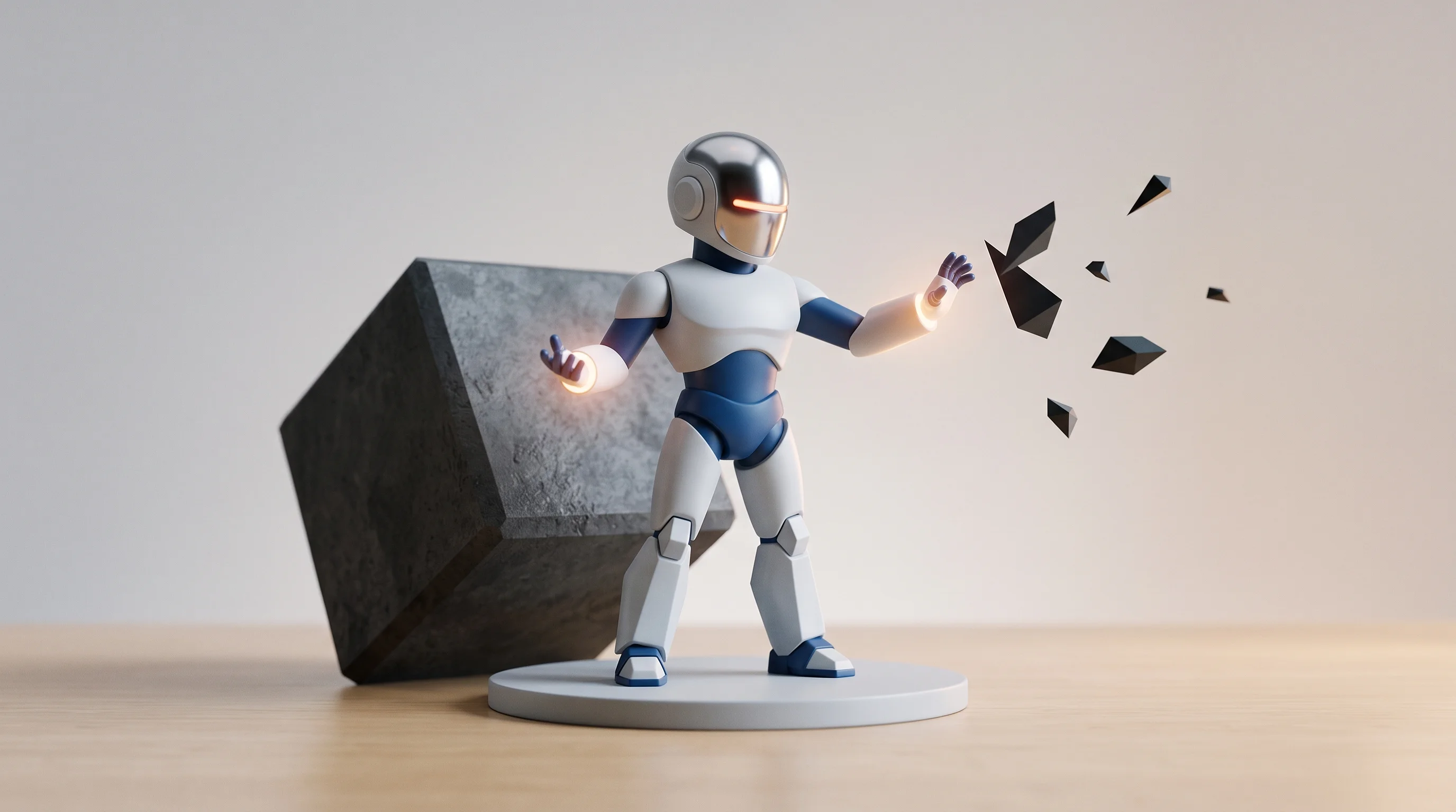 Digital illustration for article section "Betting on the Inevitable" in "CMU Spinout Incalmo Tests AI Agents for Autonomous Cybersecurity" - A clean, minimal, and modern conceptual image representing the transition to autonomous cybersecurit...