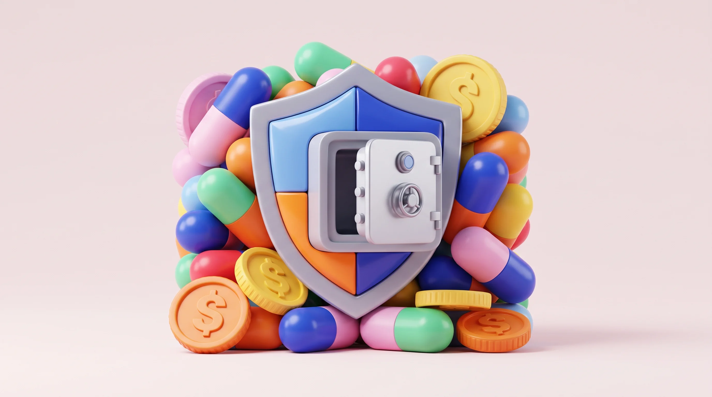 Digital illustration for article section "A Market Getting Crowded" in "CMU Spinout Incalmo Tests AI Agents for Autonomous Cybersecurity" - A conceptual 3D illustration representing a crowded and heavily funded market in autonomous security...