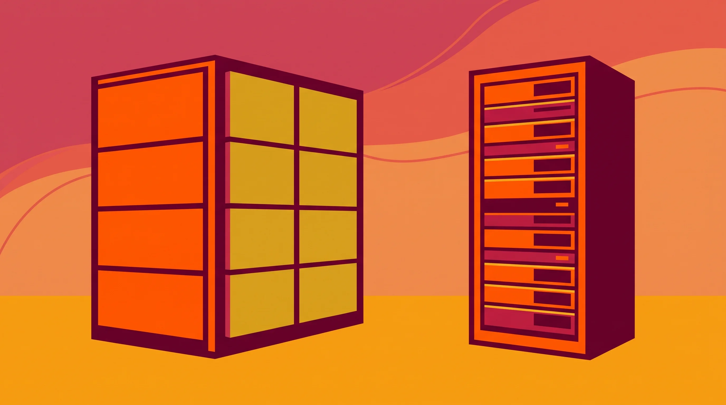 Digital illustration for article section "Data Centers and Diesel Replacements" in "World's Largest Second-Life Battery Factory Built in Six Weeks" - A clean, minimal illustration of a large, modern industrial energy storage cabinet standing beside a...