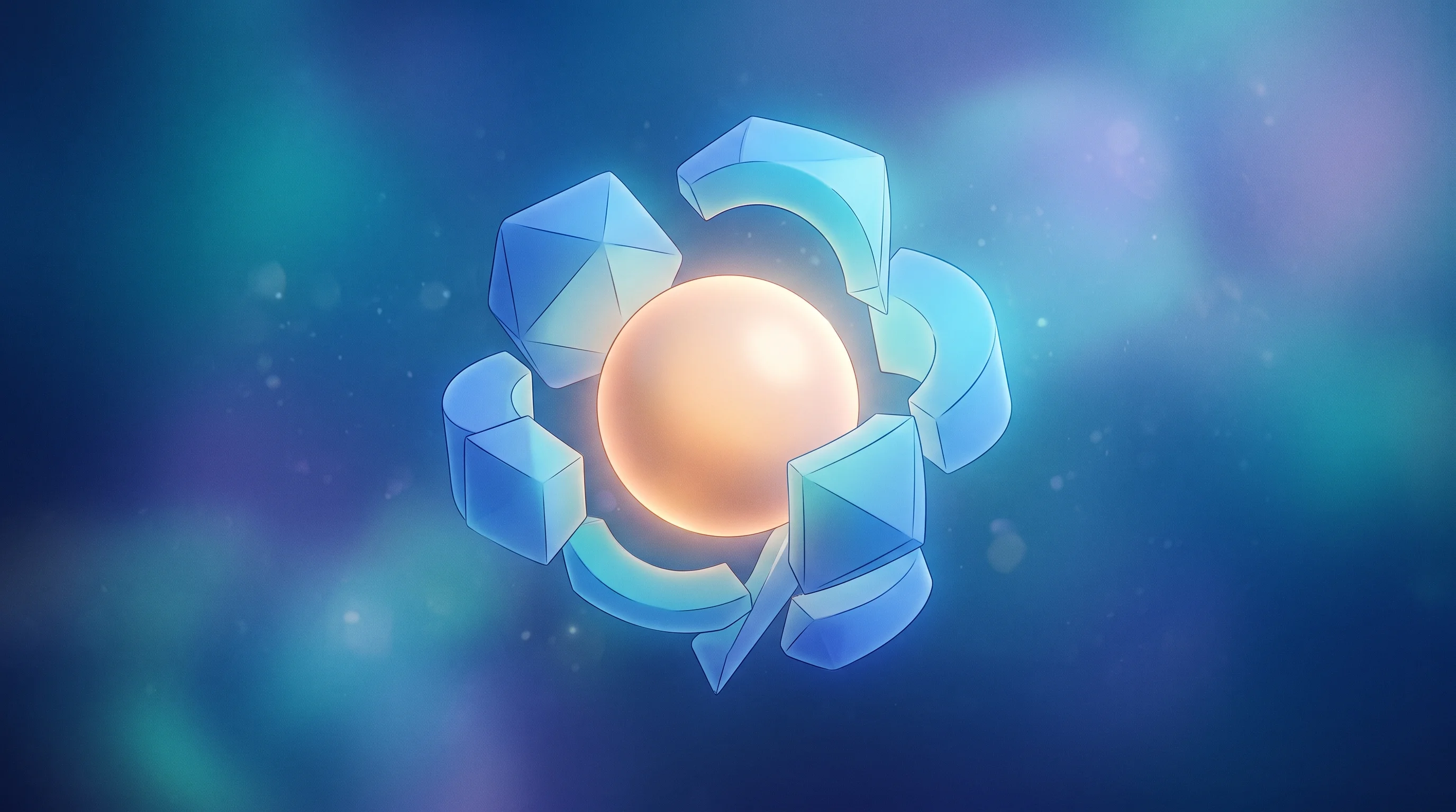 Digital illustration for article section "What It Meant" in "Nearly Half of YC's Spring 2025 Batch Built AI Agents" - A minimalist, conceptual 3D rendering focusing on a single, elegant focal point: a smooth, luminesce...