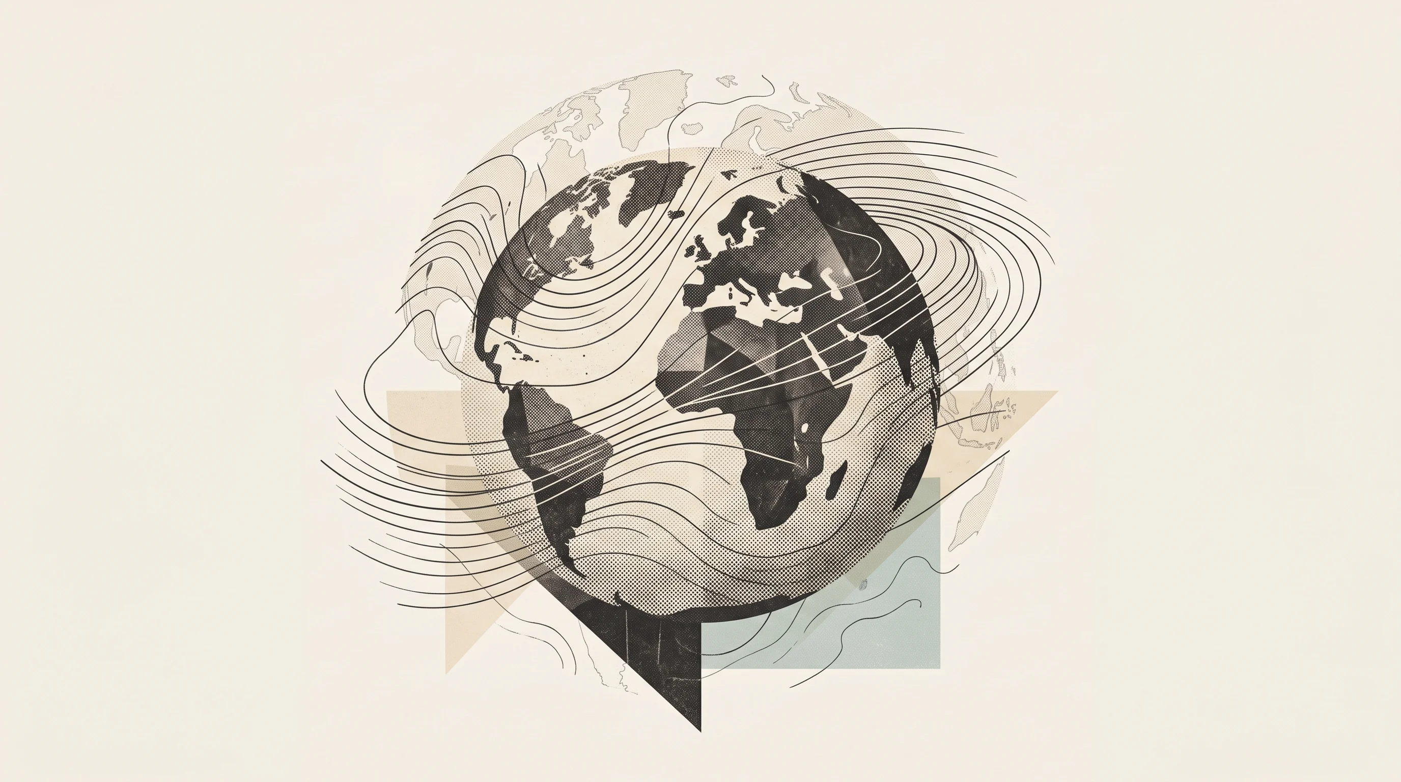 Digital illustration for article section "Three Forces Reshaping the Market" in "AI Startups Challenge $7B Cat Modeling Giants After Record Losses" - A conceptual and minimalist composition focusing on a single, striking focal element representing ad...