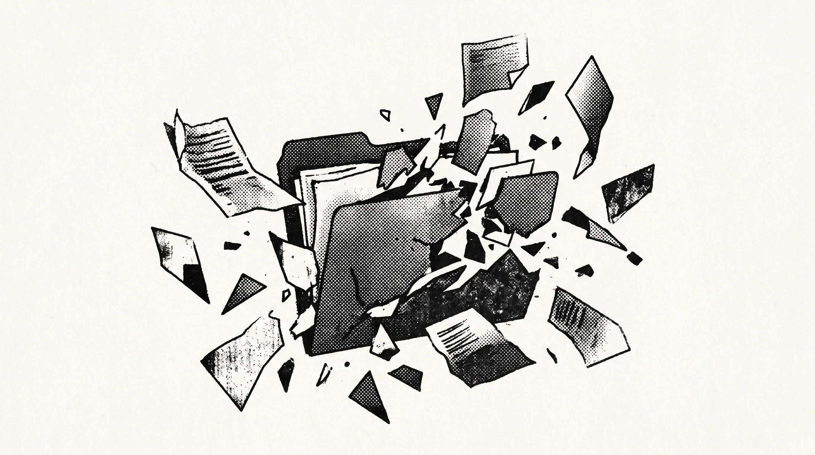 Digital illustration for article section "The Model-Agnostic Gamble" in "Serial Founder Bets $30M on AI-Native Platform to Challenge Microsoft" - A conceptual, minimal composition illustrating the idea of "context fragmentation" through a single,...