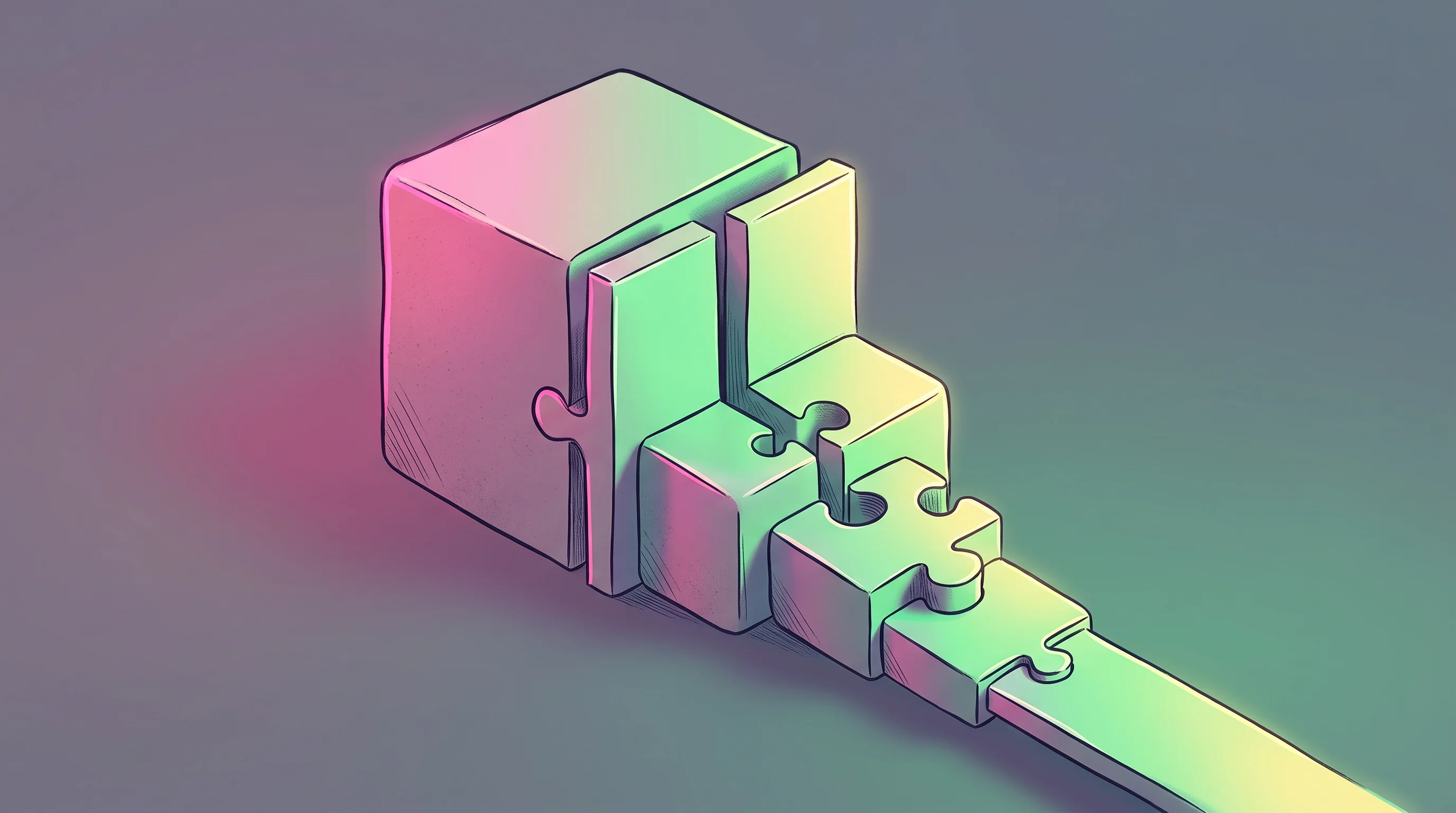 Digital illustration for article section "The Cost Compression Puzzle" in "How a YC Startup Plans to Sell Humanoid Robots for Under $1,500" - A minimalist, conceptual illustration representing the cost compression puzzle and supply chain opti...