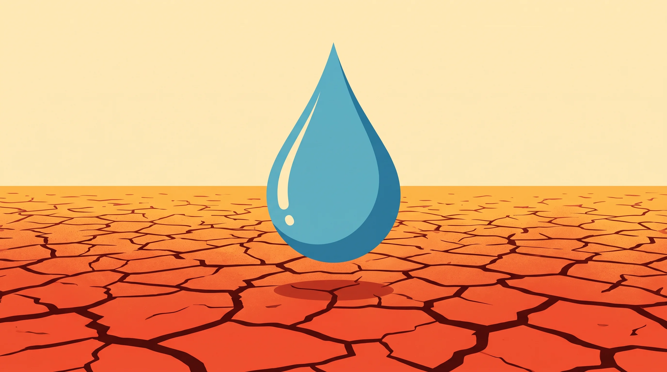 Digital illustration for article section "The Water Crisis Is Real. The Capital Isn't." in "Aquaback's $110M Claim: The Truth Behind the Water Tech Funding" - A conceptual, minimalist illustration depicting the severe global water scarcity crisis, featuring a...