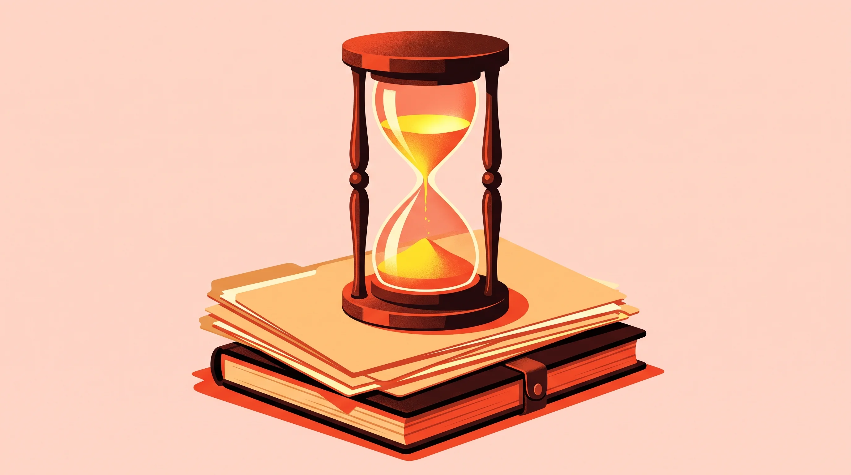 Digital illustration for article section "Where the Story Sits Now" in "Aquaback's $110M Claim: The Truth Behind the Water Tech Funding" - A striking conceptual illustration of a large, classic hourglass with its sand nearly depleted, rest...