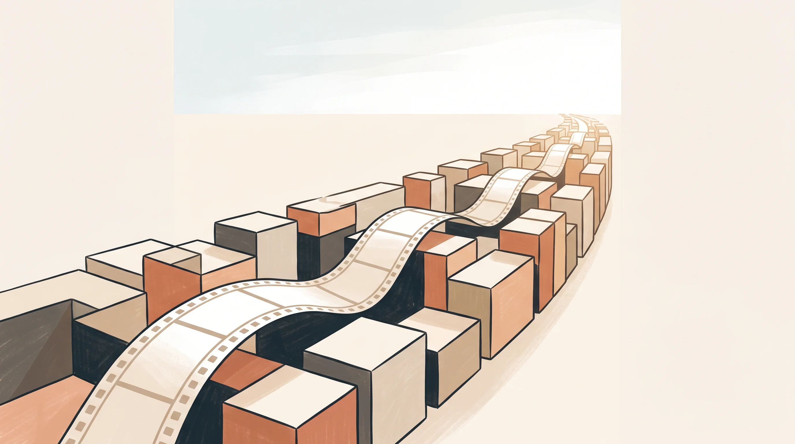 Digital illustration for article section "What Comes Next" in "Ex-Apple Vision Pro, Luma AI Founders Raise $59M for AI Worlds" - A minimalist and conceptual illustration representing a clear runway for future growth and the build...
