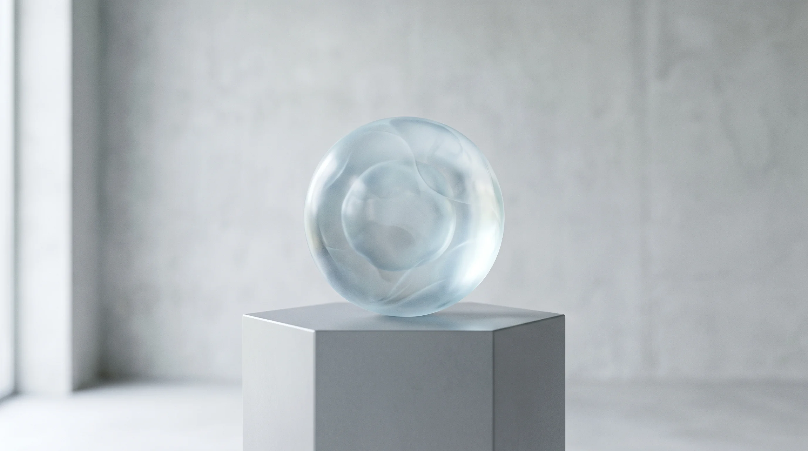 Digital illustration for article section "The Players" in "The Race to Build Virtual Cells: AI Models That Predict Drug Response" - A conceptual and highly minimalist representation of a "virtual cell" symbolizing an ambitious, heav...