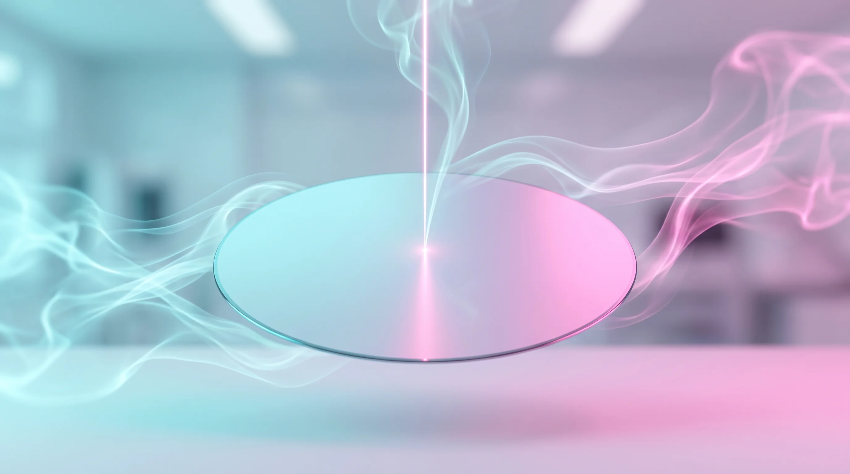 Digital illustration for article section "The Throughput Problem" in "Jim Keller's Fab2 Pivots to Manufacturing Chip Factories at Scale" - A conceptual, minimalist visualization of electron-beam lithography featuring a single, pristine 300...