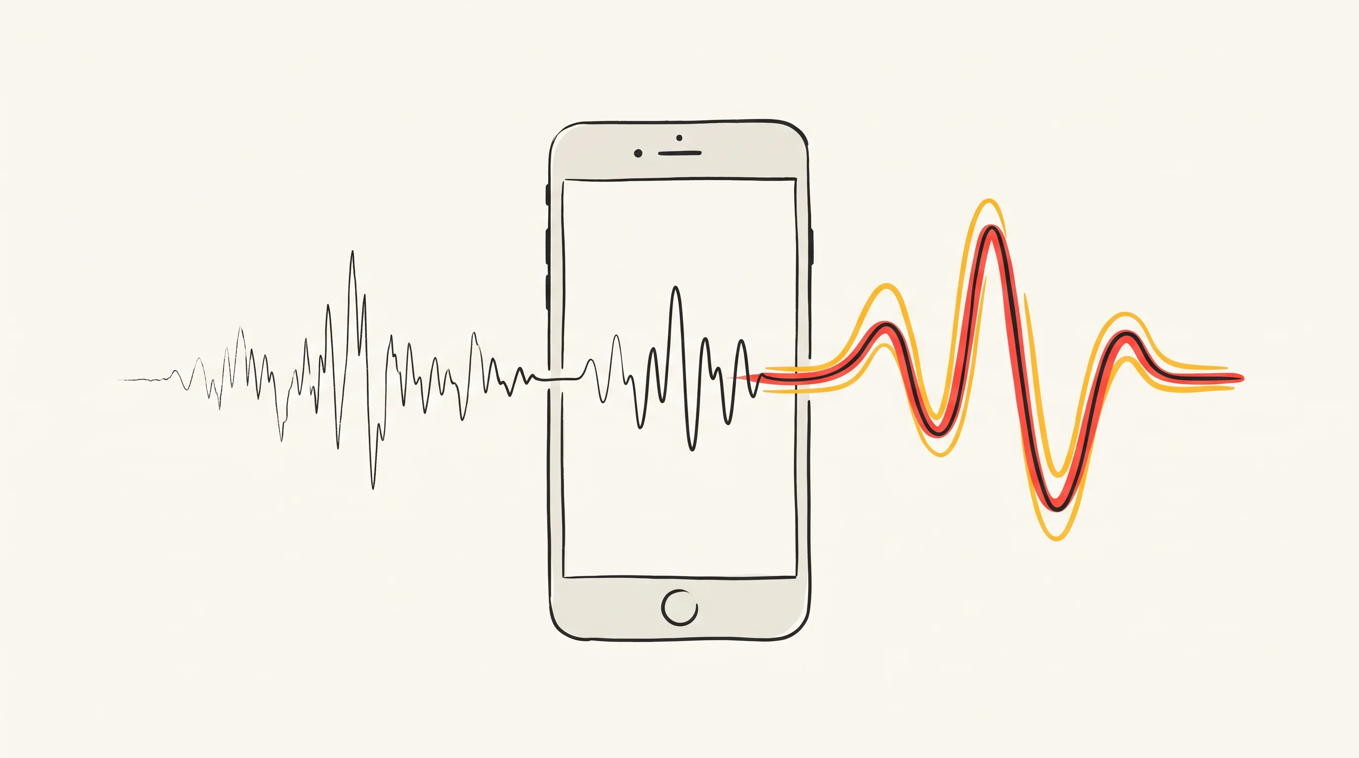 Digital illustration for article section "What the Technology Actually Does" in "Whispp Raises $5.7M to Embed Voice Reconstruction AI in Devices" - A conceptual, minimalist illustration visualizing real-time audio-to-audio speech reconstruction, fe...