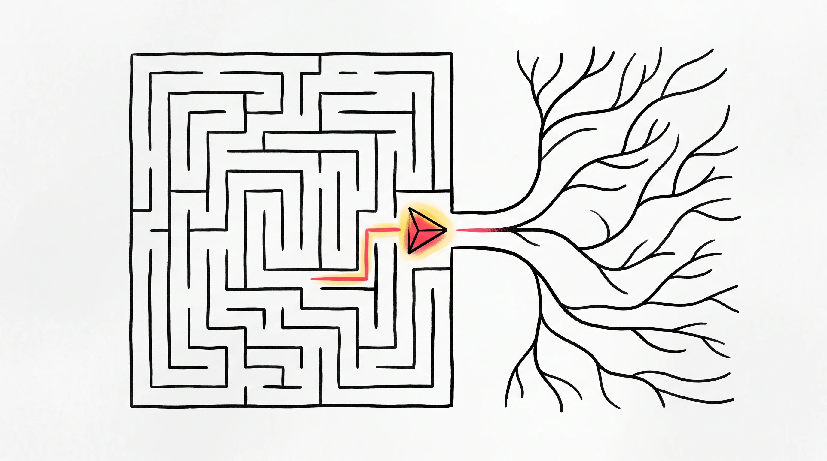 Digital illustration for article section "The Bet" in "Whispp Raises $5.7M to Embed Voice Reconstruction AI in Devices" - A minimalist, conceptual illustration representing a bold strategic bet and a lean team navigating c...