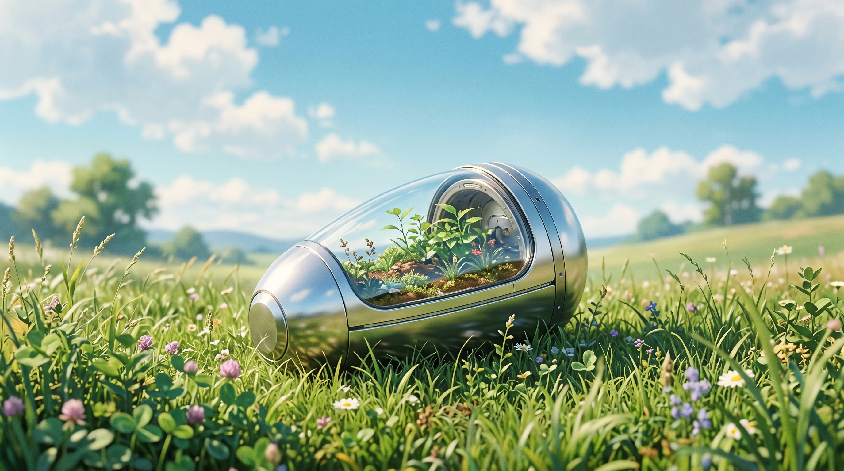 Digital illustration for article section "The Proof Is in the Payload" in "Exobiosphere Builds Space Drug Discovery Platform with Strategic Funding" - A sleek, modern scientific payload container made of polished metal and clear glass resting gently i...