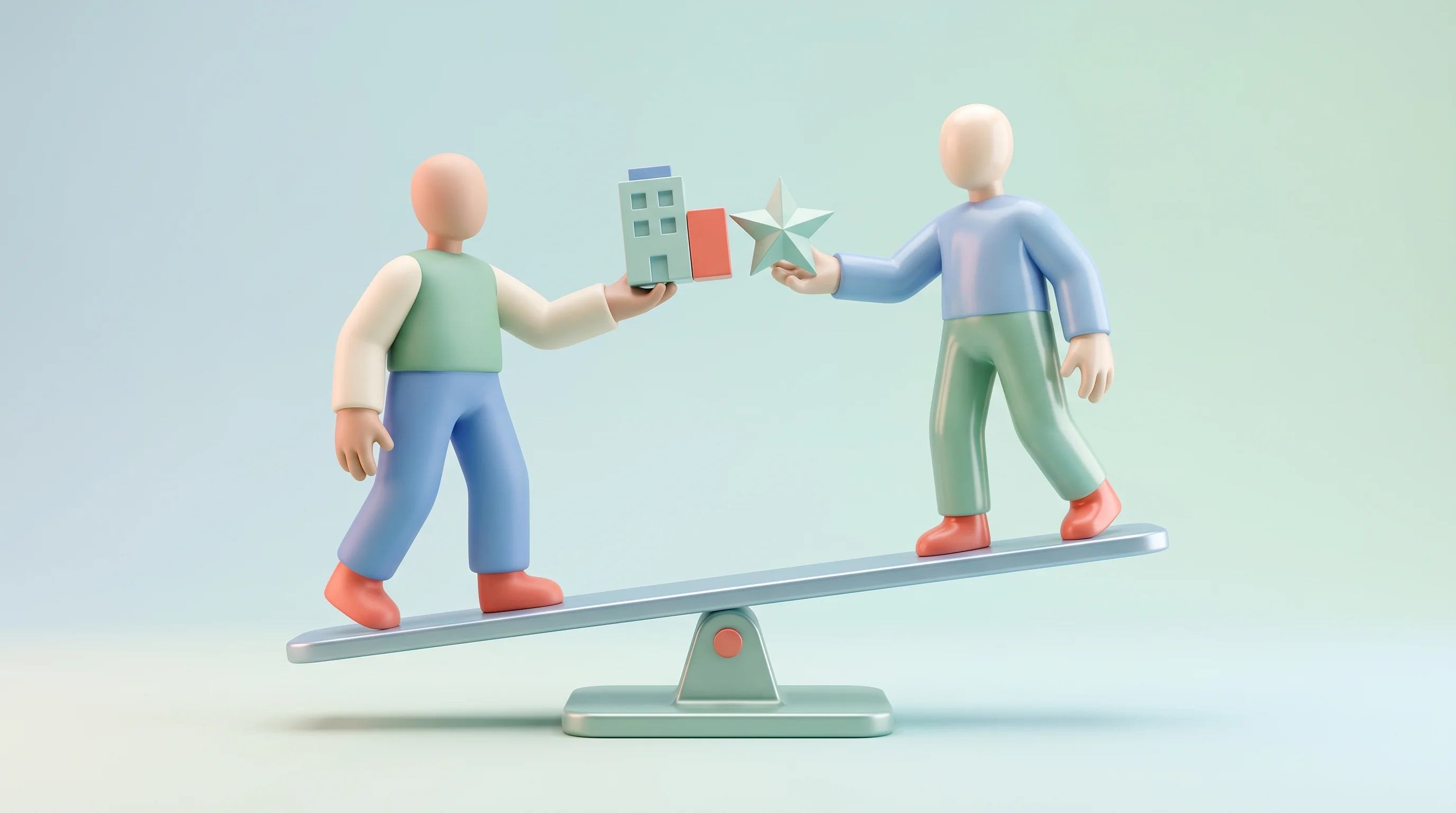 Digital illustration for article section "What We Know, and What We Don't" in "Kord AI Funding Claims Remain Unverified Amid Recruiting Tech Boom" - A conceptual, minimalist 3D rendering representing the two-sided talent equation of connecting start...