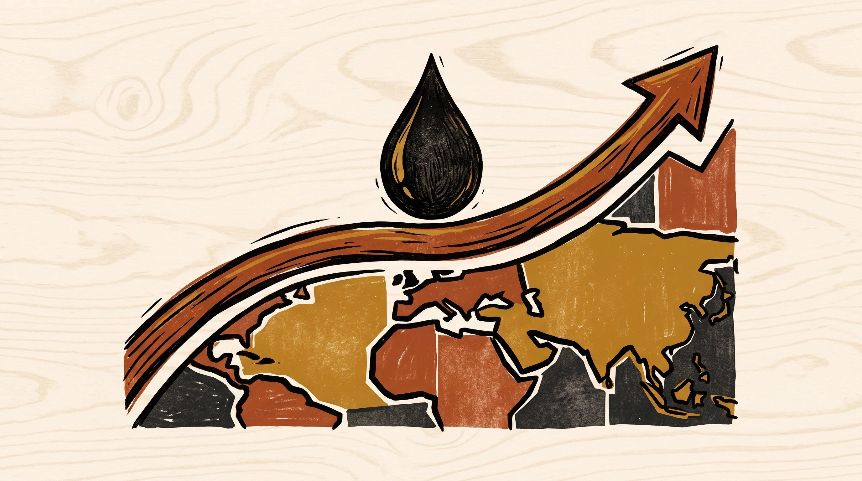 Digital illustration for article section "When Geopolitics Meets Decentralized Finance" in "KriptoK Adds Perpetual Futures in Wallet Derivatives Push" - A minimalist and conceptual illustration representing the intersection of global geopolitics and dec...