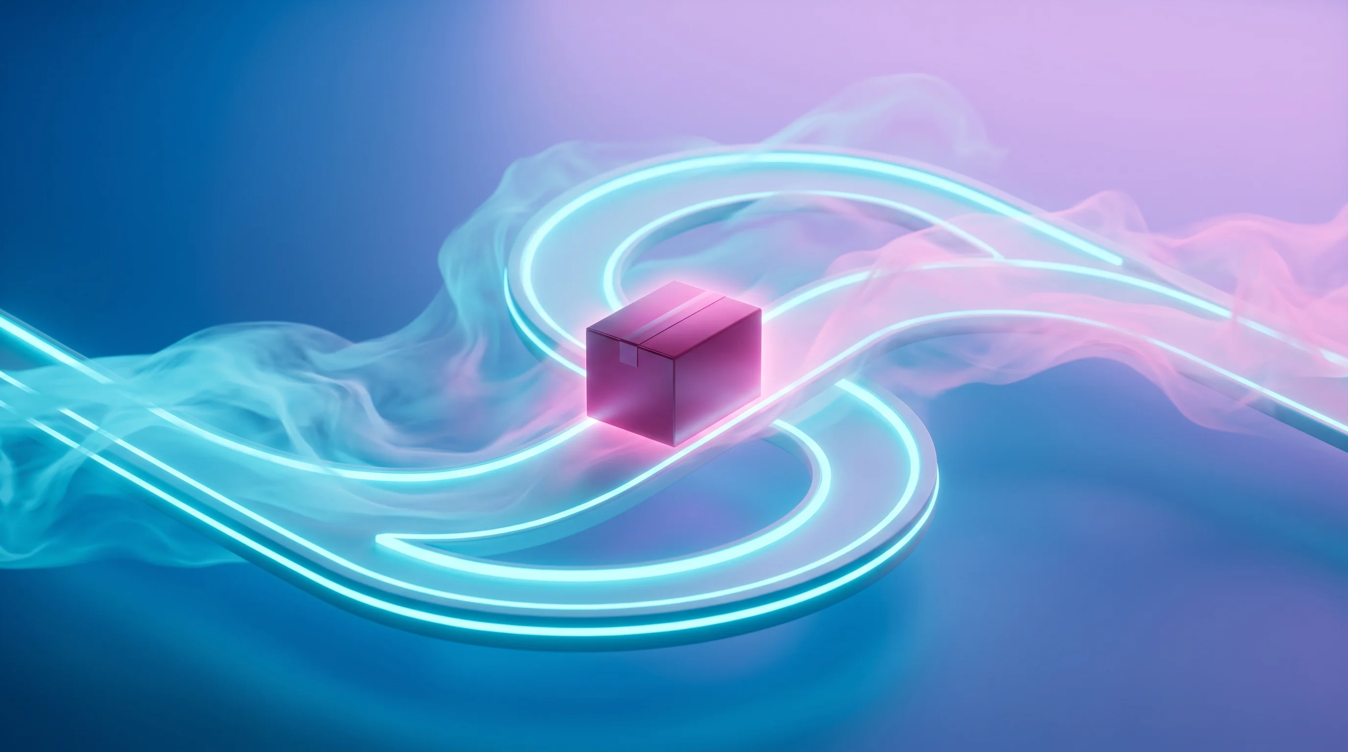 Digital illustration for article section "The Amazon Mafia Rides Again" in "Auger Raises $50M Series B for AI Supply Chain Autonomy Platform" - A conceptual, minimalist visualization of a modern supply chain network representing the seamless as...