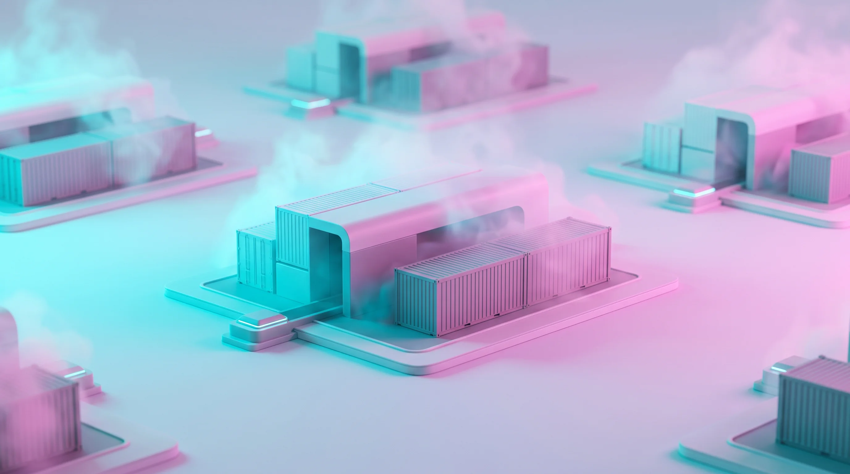 Digital illustration for article section "A Crowded, Lucrative Market" in "Auger Raises $50M Series B for AI Supply Chain Autonomy Platform" - A conceptual, minimalist representation of a crowded yet expansive enterprise supply chain market, f...