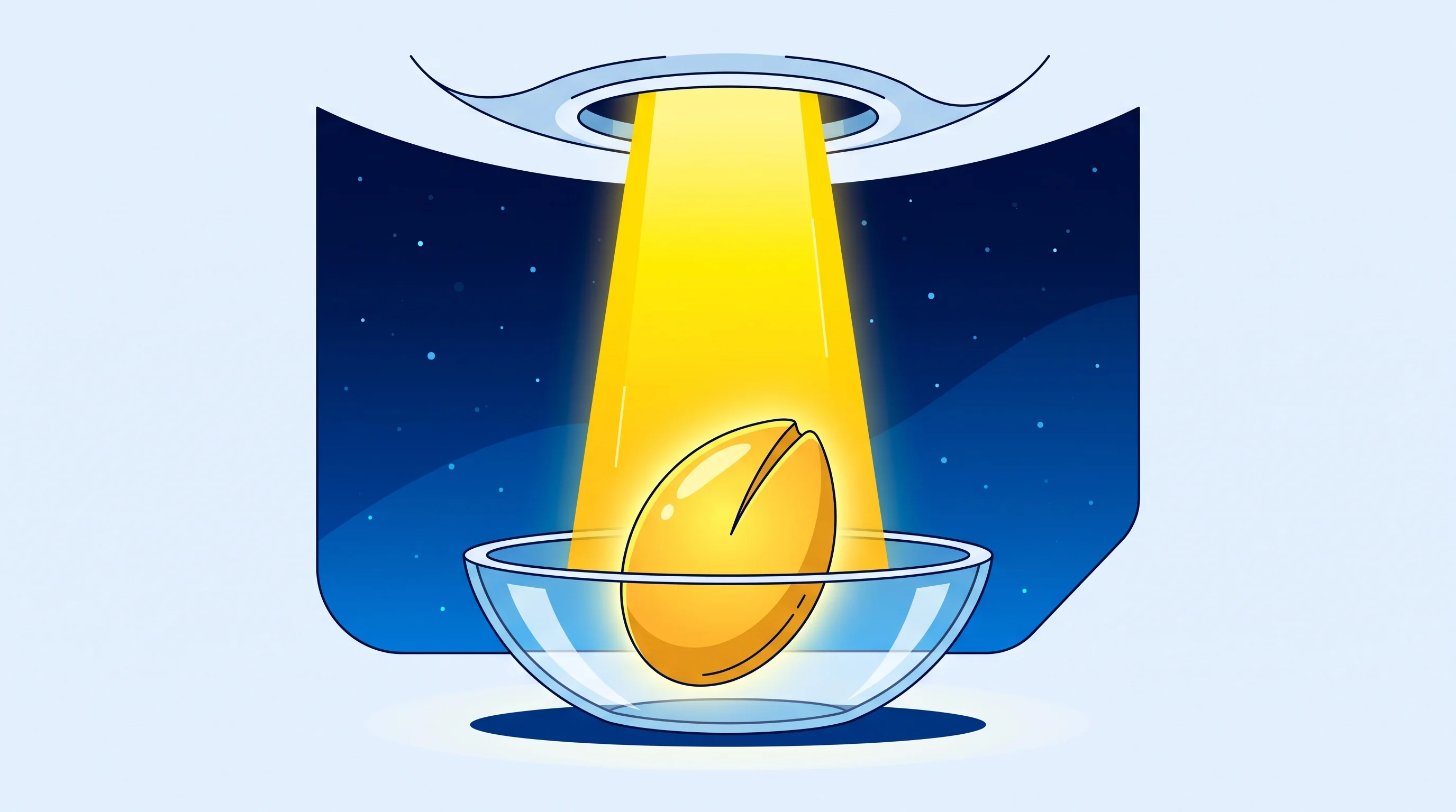 Digital illustration for article section "The Money Pouring In" in "IIT Grad Rejects $10M+ Meta Offer for Nvidia-Backed AI Startup" - A clean, minimalist retro-futuristic illustration of a single, oversized, glowing golden seed restin...
