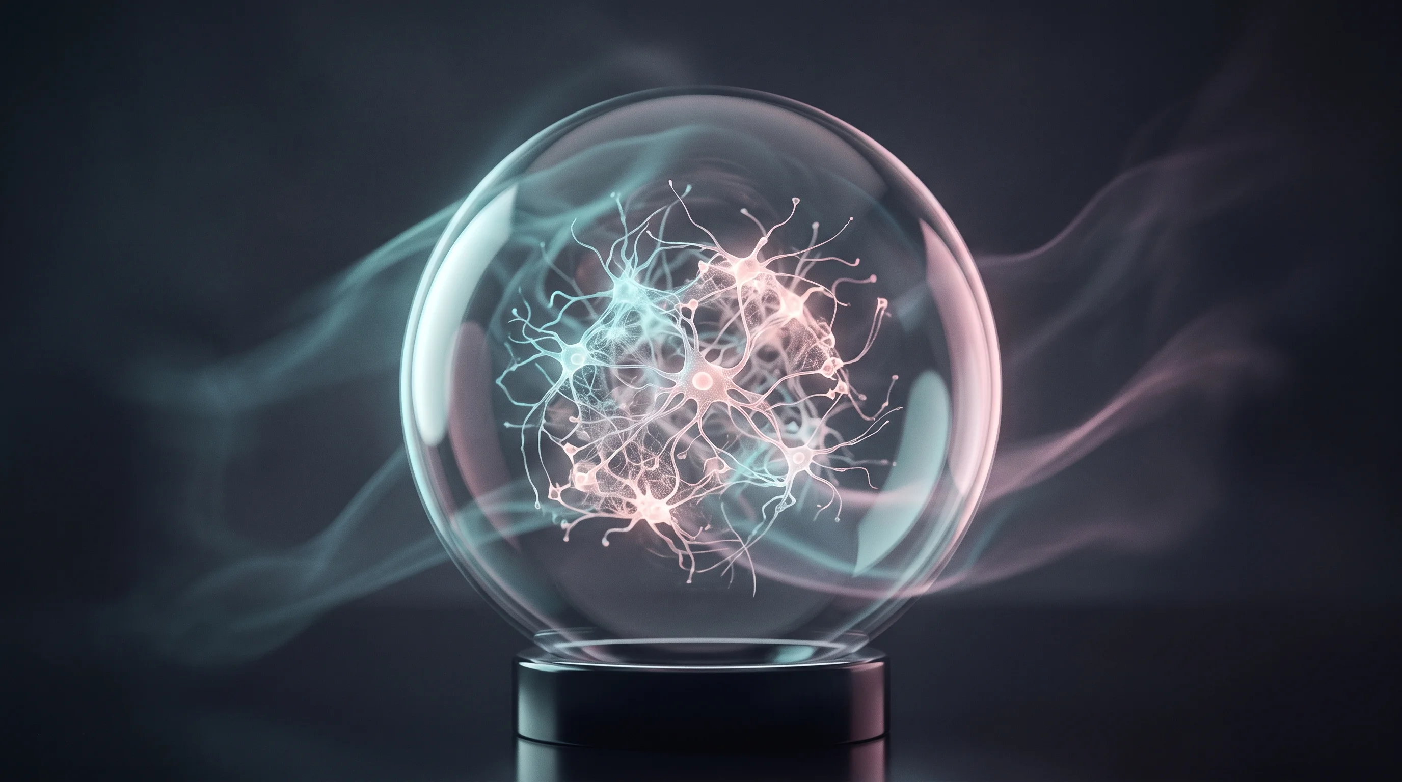 Digital illustration for article section "The Harder Questions Nobody Wants to Answer" in "Living Neurons as AI Chips: The Race to Build Biological Computers" - A clean, minimalist and highly conceptual composition symbolizing the ethical threshold of artificia...