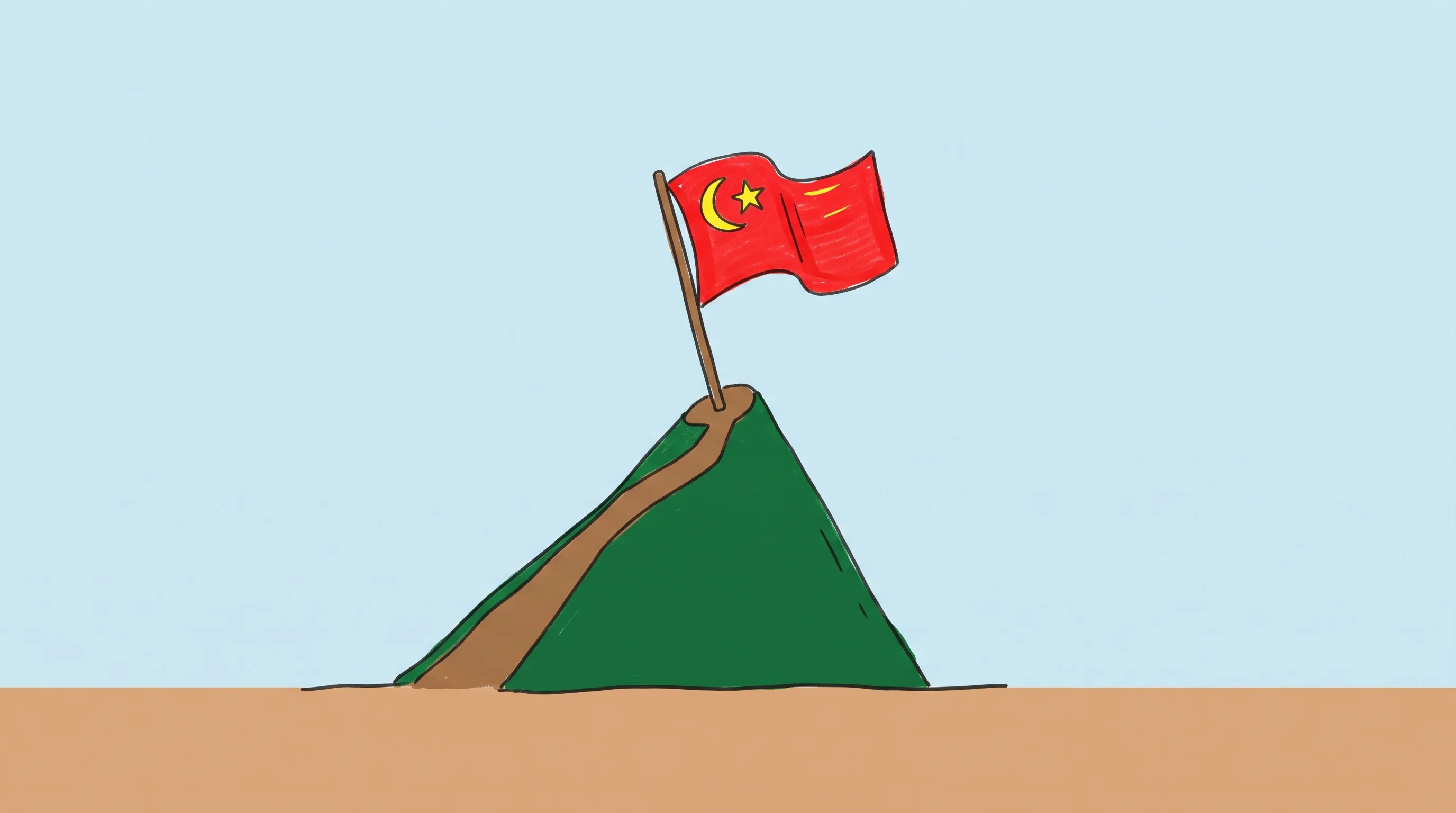 Digital illustration for article section "Content Section 7" in "YC-Backed Instance Tackles Robot Learning's Data Quality Crisis" - A minimalist, conceptual illustration of a solitary, bright flag planted firmly at the peak of a ste...