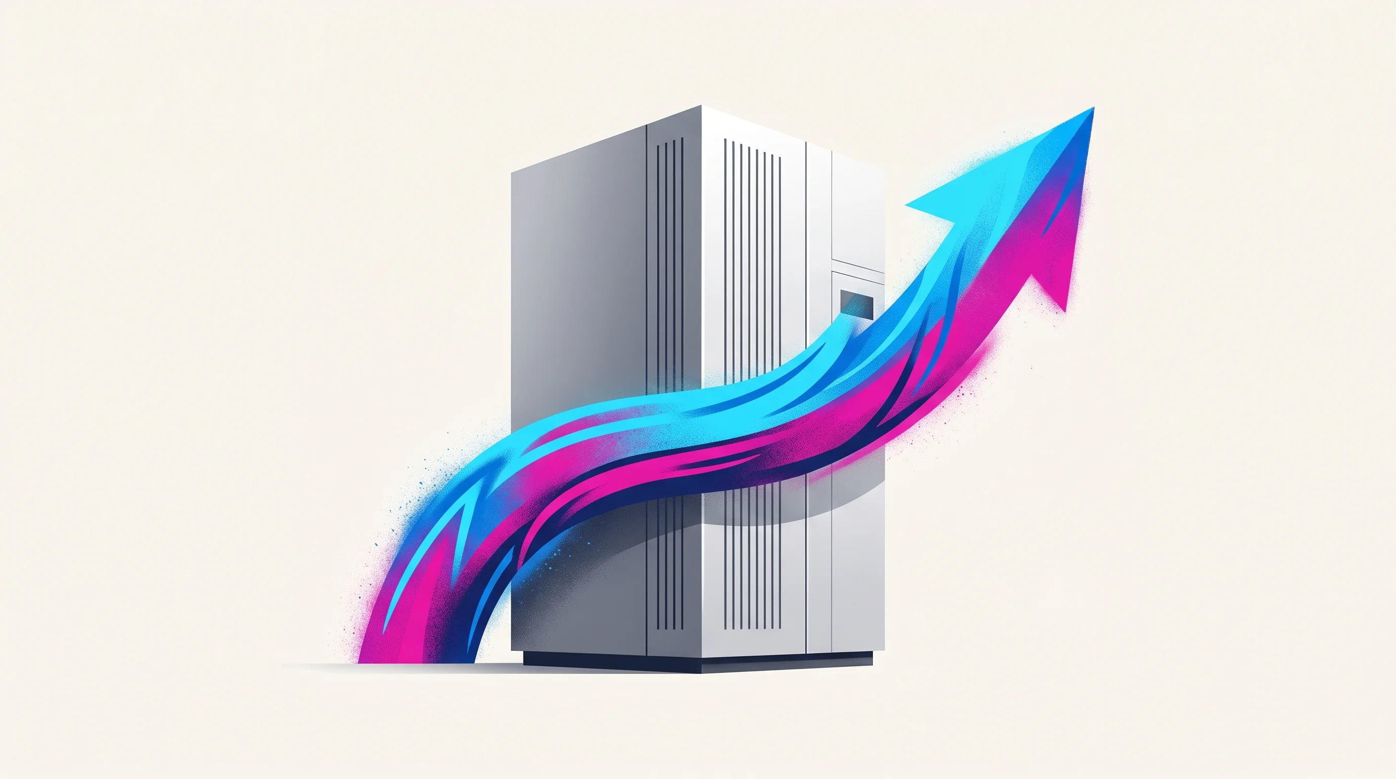 Digital illustration for article section "The Tailwinds Are Real" in "Brain Cells as Compute: The Biotech Startups Racing to Solve AI's Energy Crisis" - A sleek, minimalist architectural block representing a modern data center stands as a single strong ...