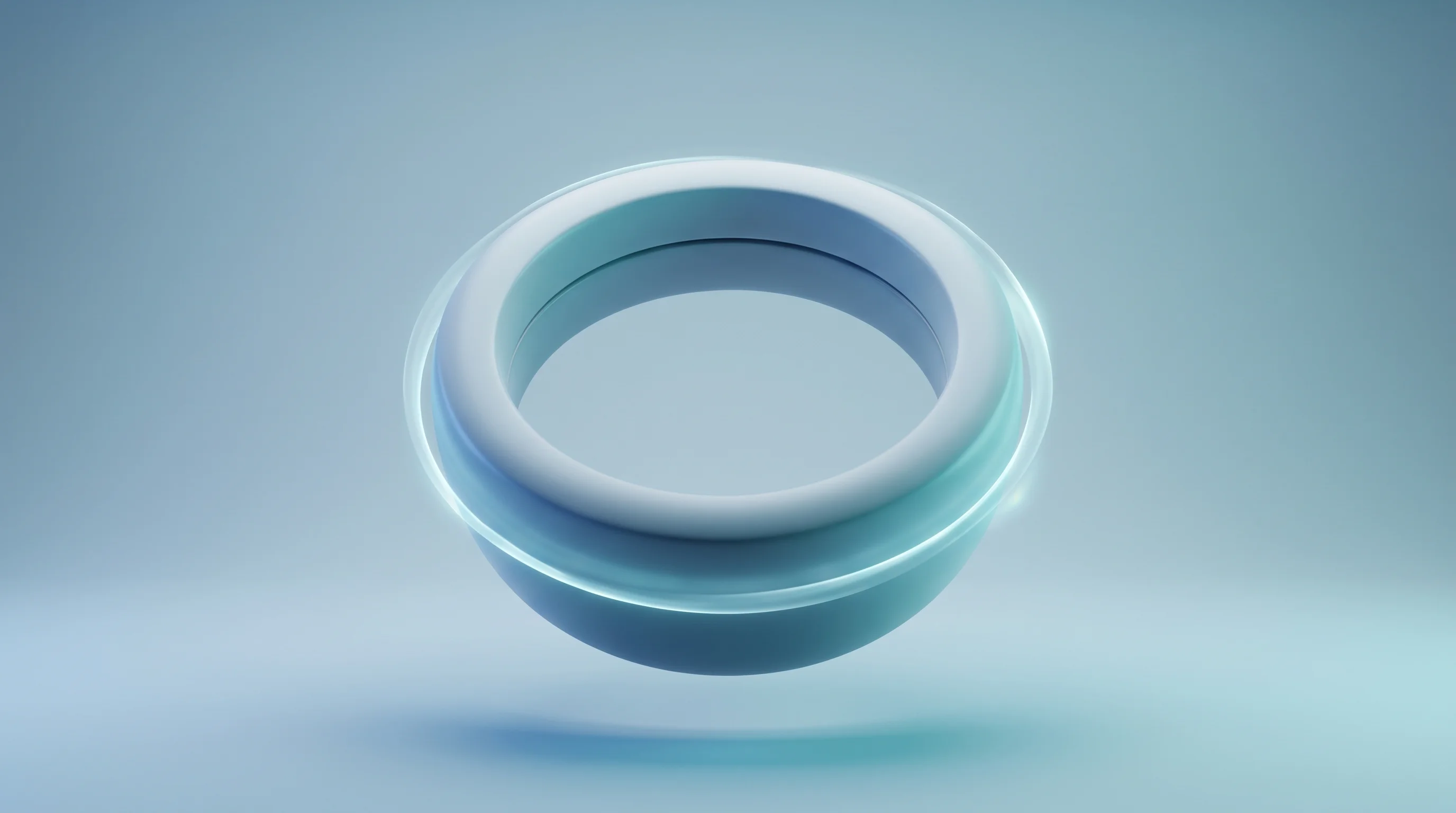 Digital illustration for article section "What These Engines Actually Do" in "Swiss Rocket Startup Rivals German Giants on 10% of Their Funding" - A sleek, modern 3D rendering of a minimalist annular ring representing a rotating detonation engine ...
