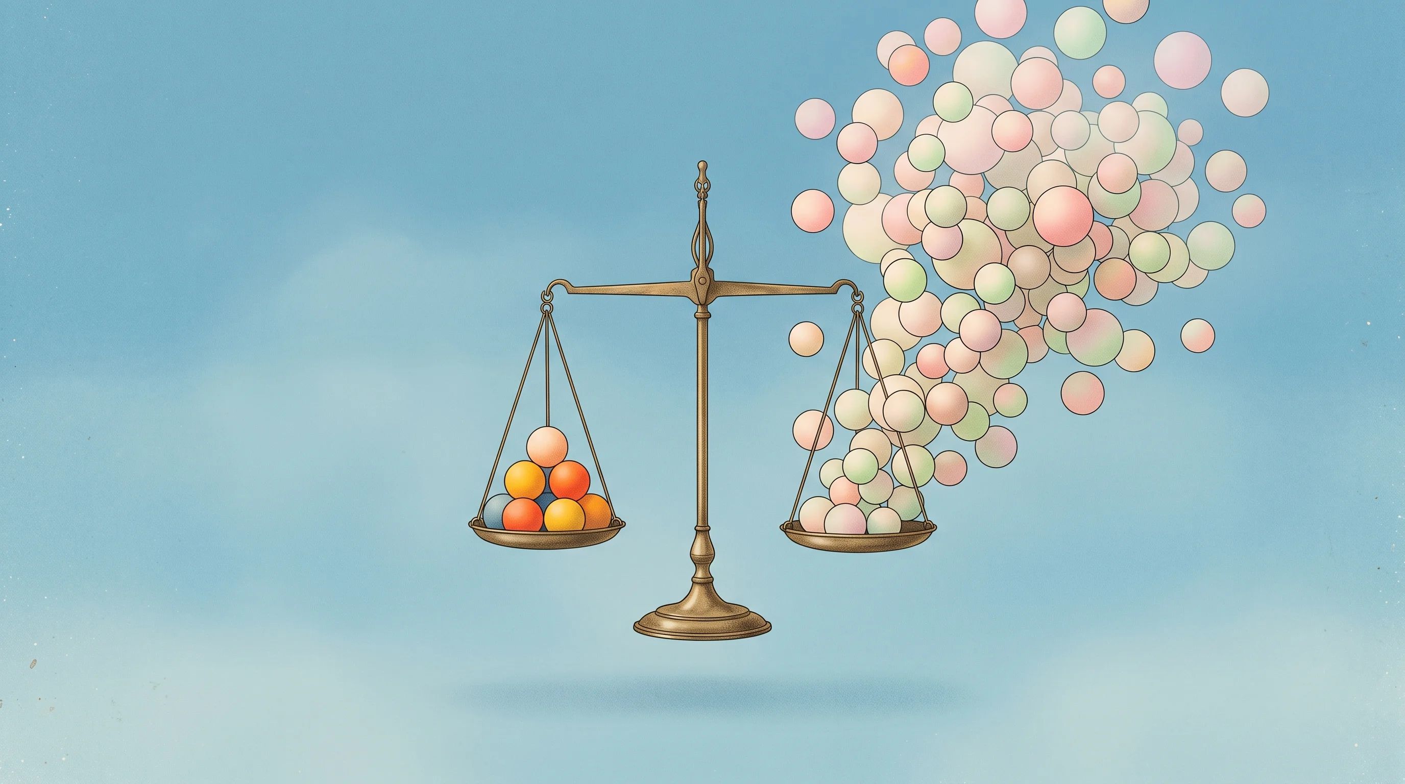 Digital illustration for article section "Scaling, Hiring, or Both?" in "Klinic Raises $24M Series A for 'Shopify of Healthcare' Platform" - A minimalist, conceptual illustration representing business scaling and inconsistent hiring data, fe...